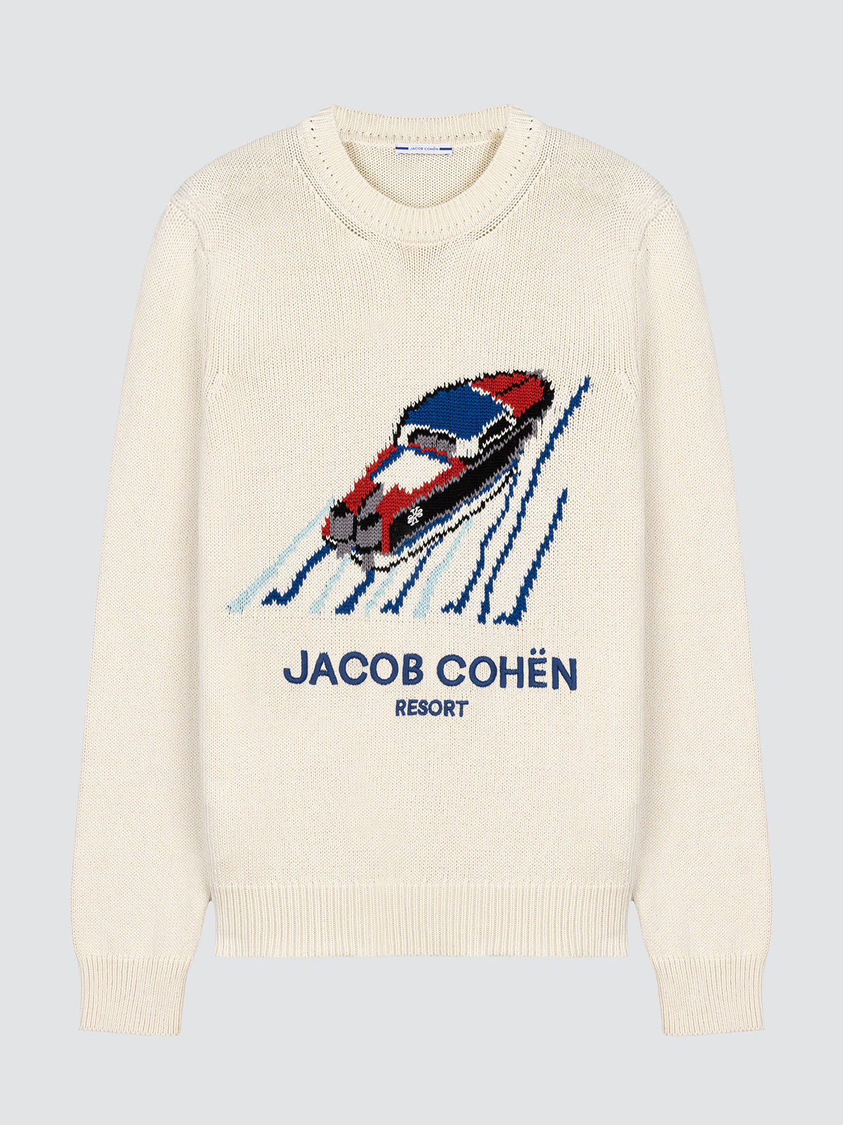 Pull Jacob Cohën blanc casse dessin riva bateau