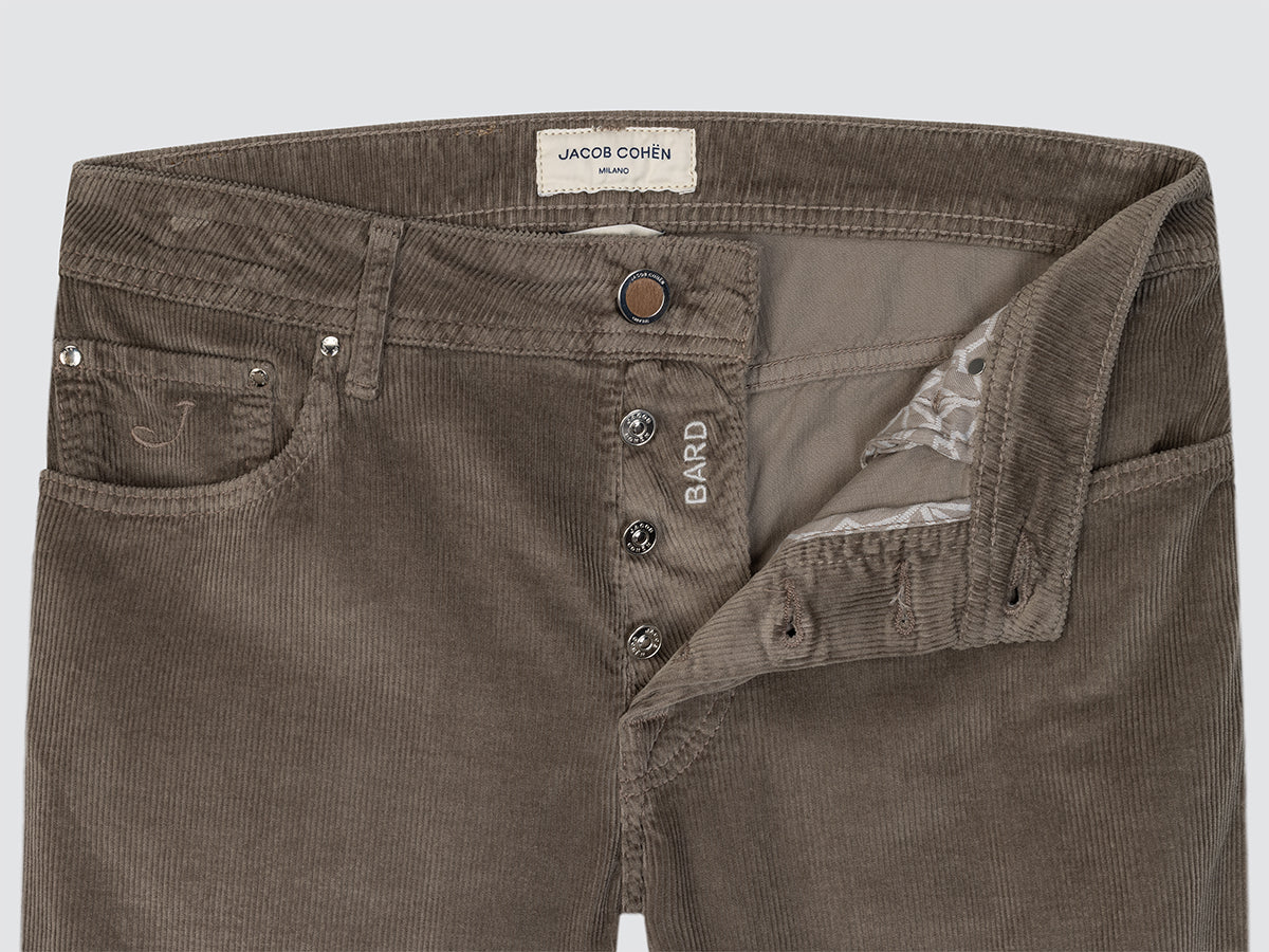 Bard 5 Pocket Pants in Taupe Stretch Corduroy Cotton and Modal
