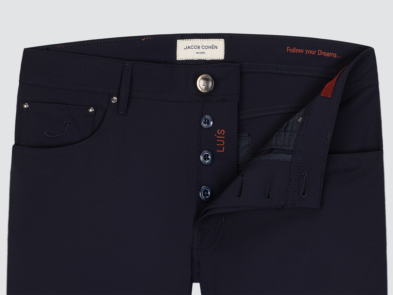 Luis Regular 5-pocket broek bruine nylon stretch twill