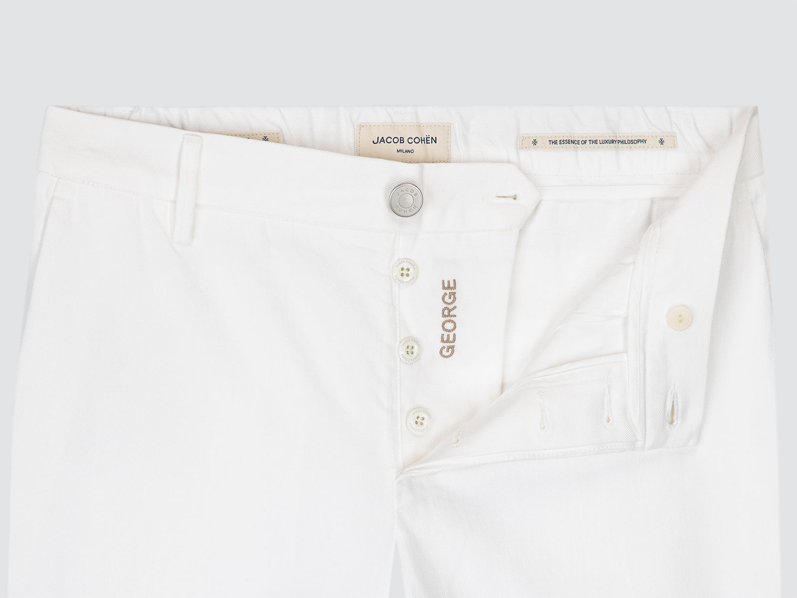 George Bermudashorts in wit katoenen stretchkeperstof