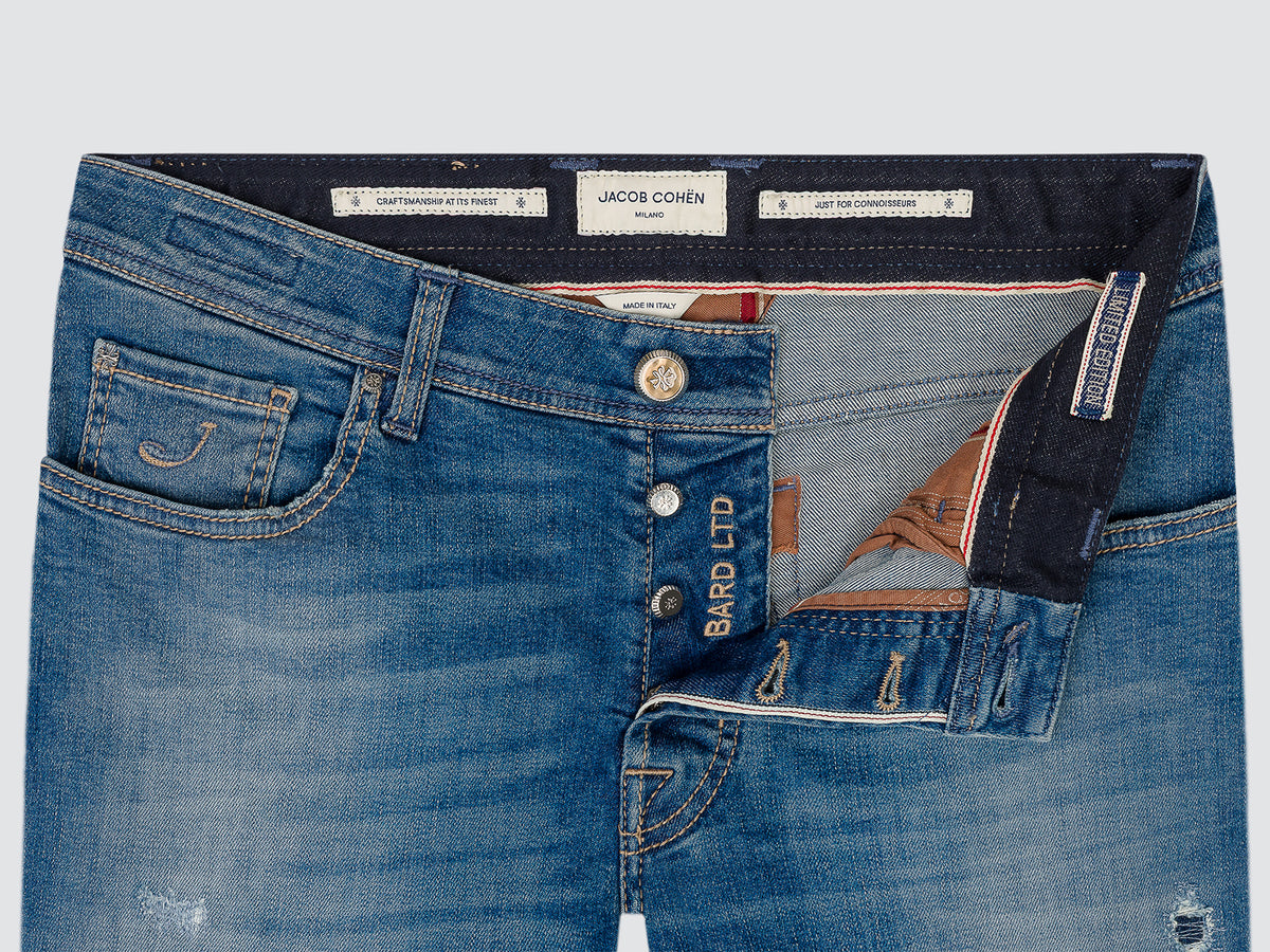 Bard LTD Jeans coupe ajustée denim stretch bleu moyen délavage vintage