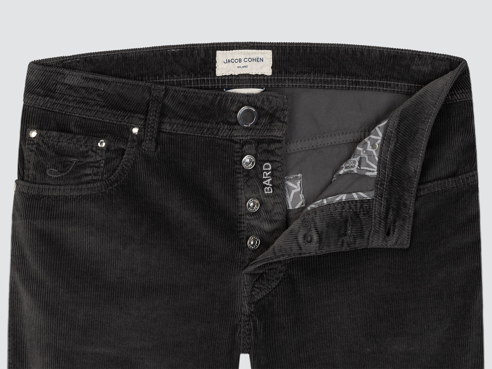 Pantalon 5 poches Bard velours côtelé extensible gris