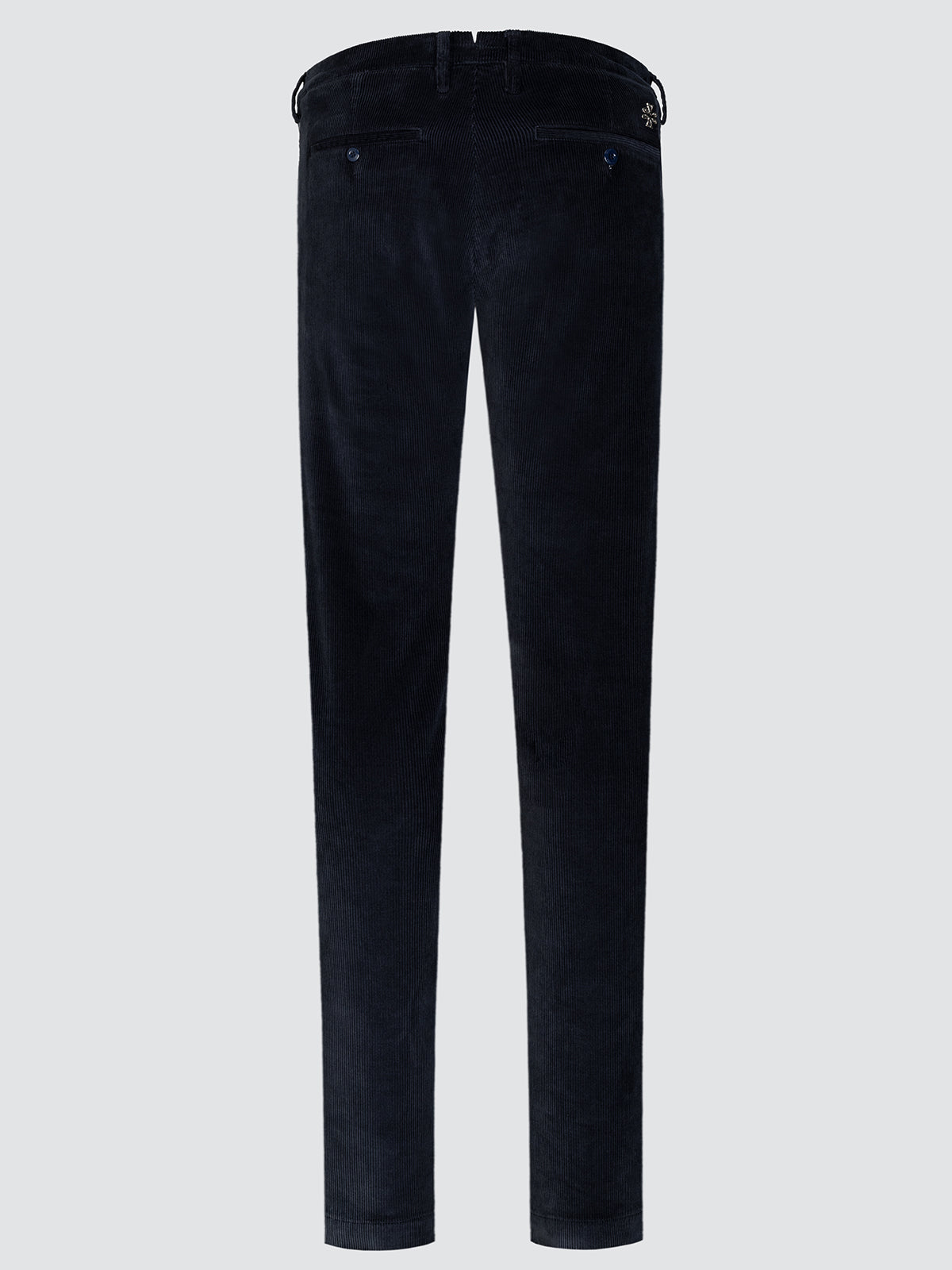 Bobby Slim Chino Broek Marineblauwe Stretch Corduroy