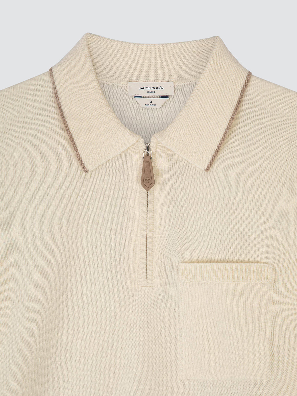 Long-Sleeve Polo in beige Cashmere