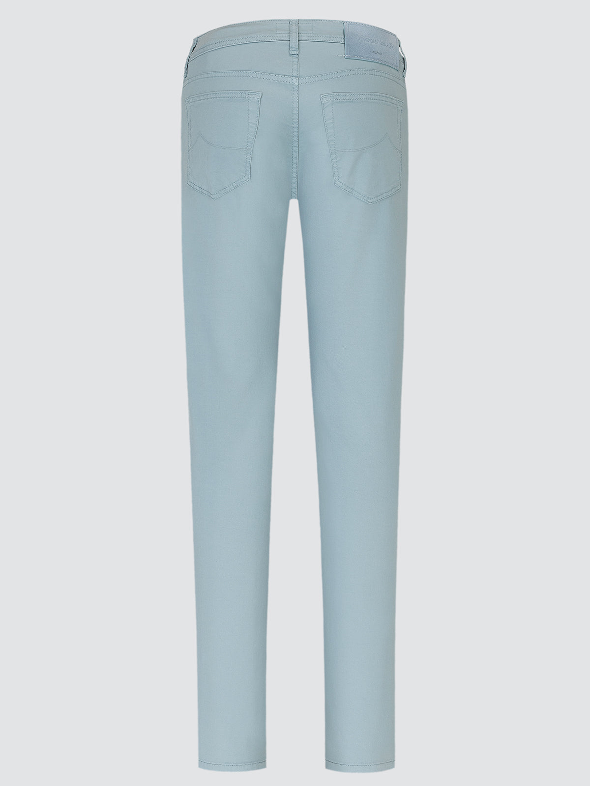 back view Light blue jeans on a white background