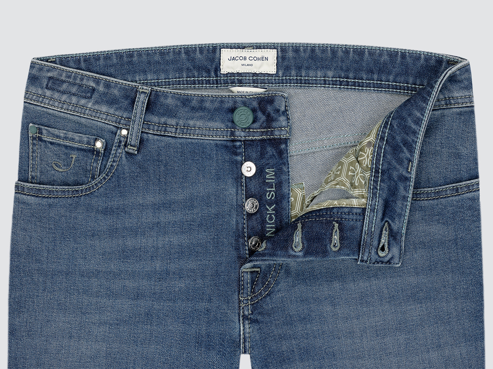 Nick Slim 5 Pocket Jeans Medium Blue Comfort Denim