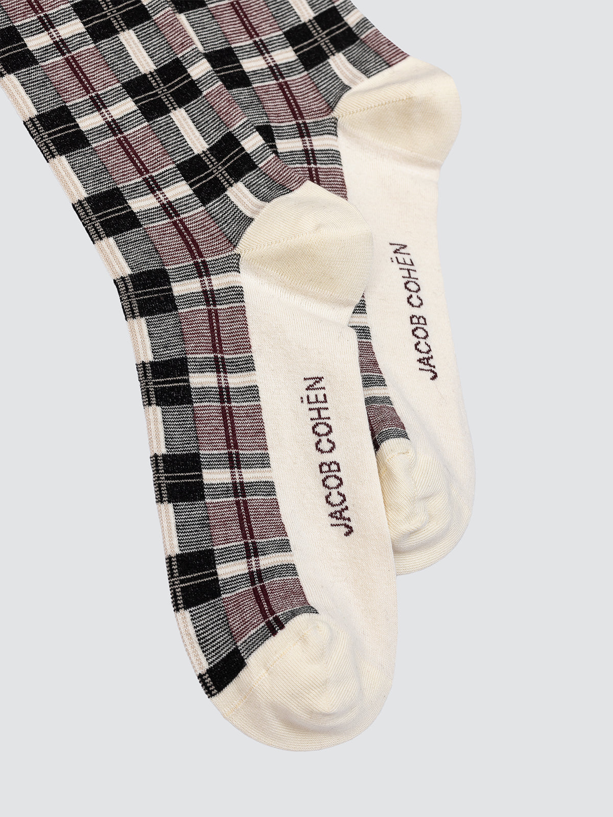 Premium geruite sokken katoen en kasjmier bordeaux