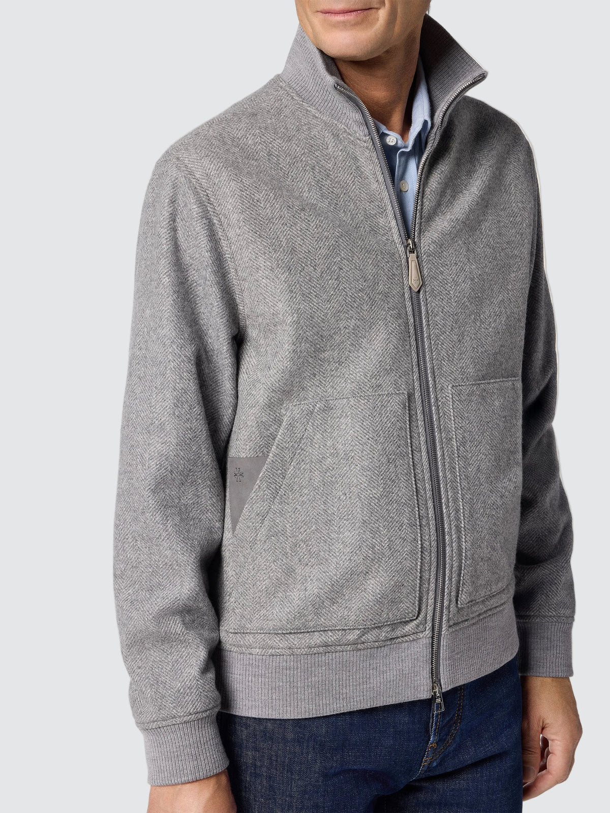 Wolljacke mit Fischgrätmuster