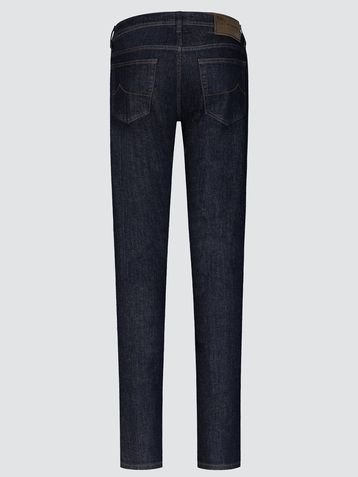 Dark blue jeans on a light gray background
