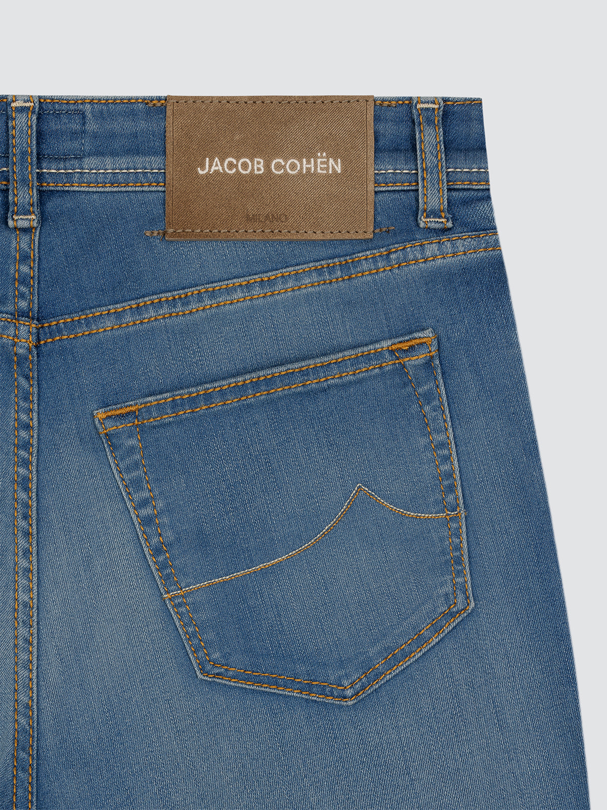Jacob Cohen jeans super stretch soft light blue denim bard back view