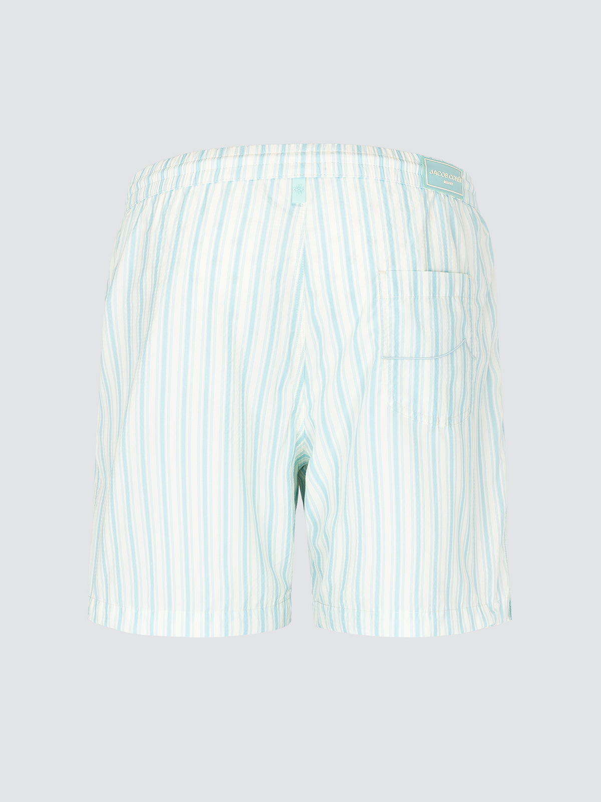 Badeshorts Seersucker mintgrün und weiß gestreift