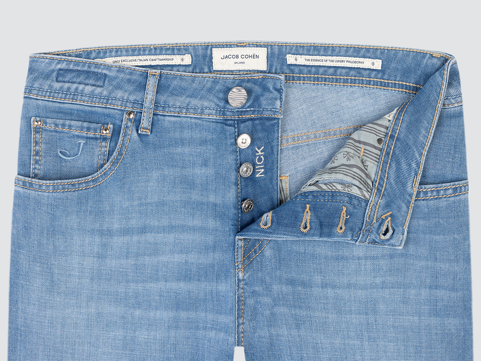 Nick 5 Pocket Jeans in Light Blue Power Stretch Denim