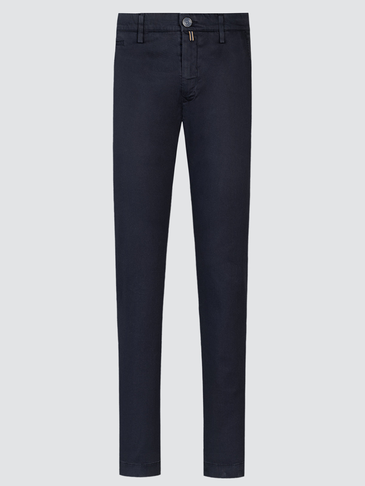 Dark blue jeans on a light gray background