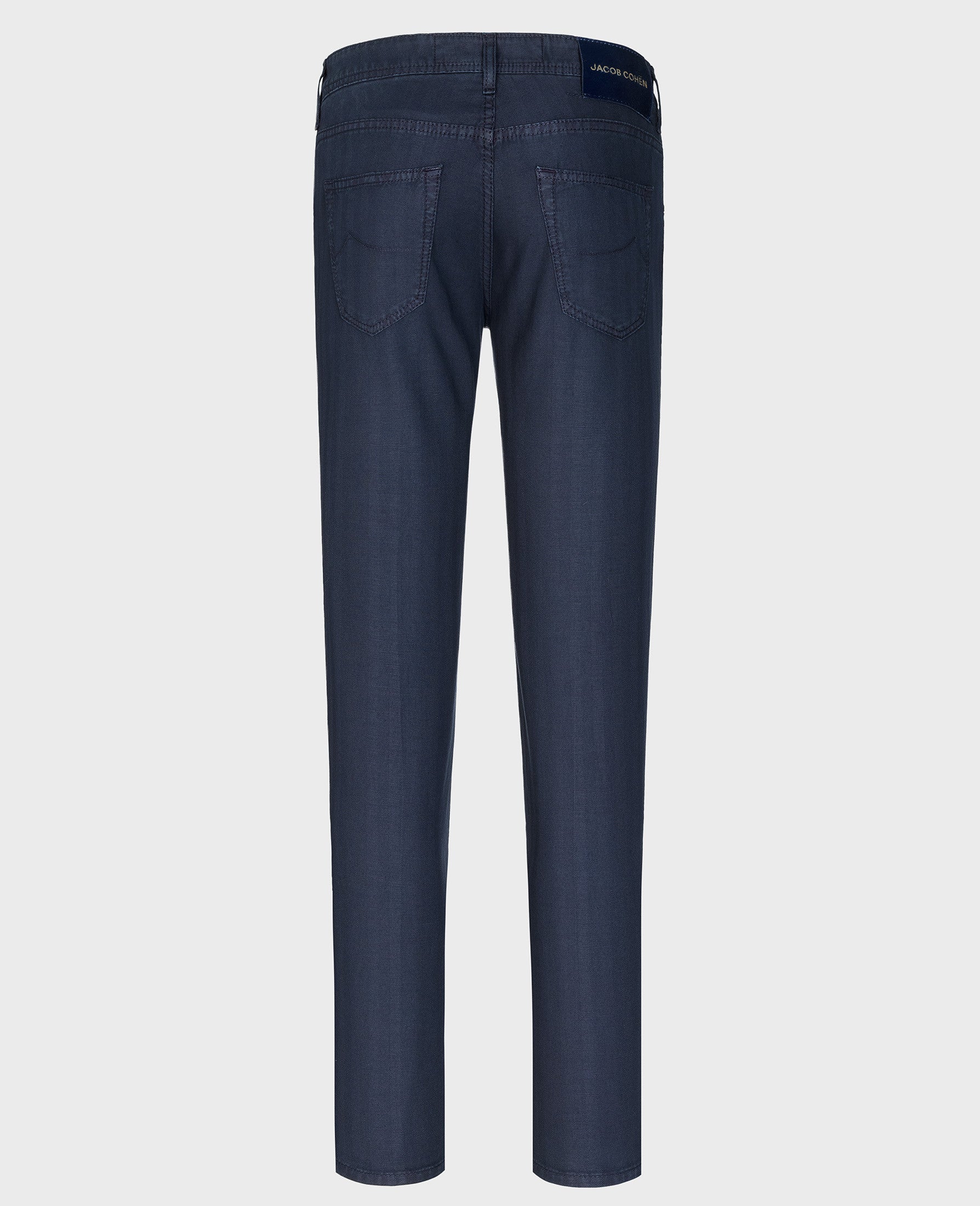 SCOTT CROPPED PANTS IN NAVY BLUE COTTON AND LINEN HERRINGBONE