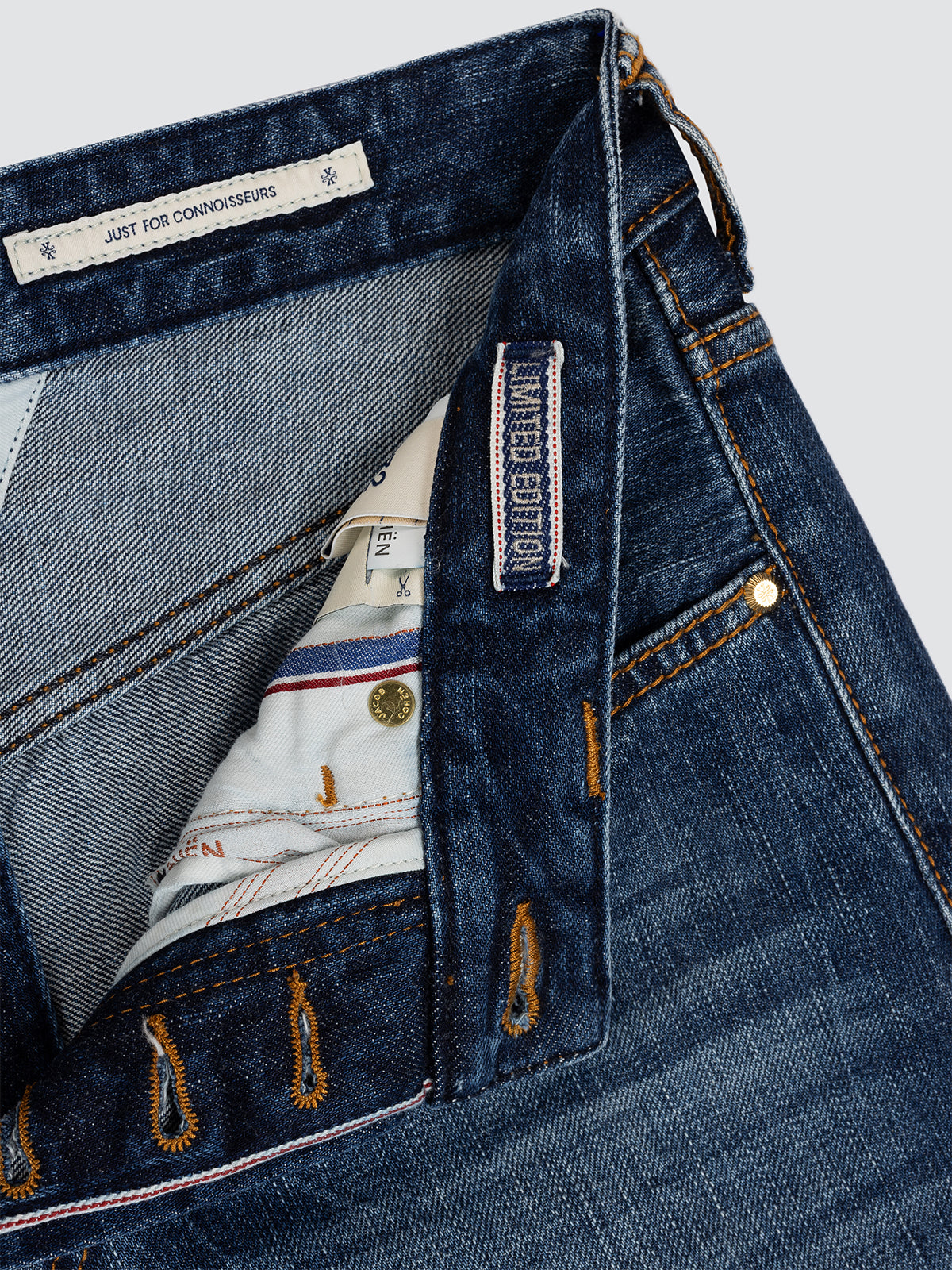 Edo LTD Regular straight Jeans in Mid Blue Selvedge Denim