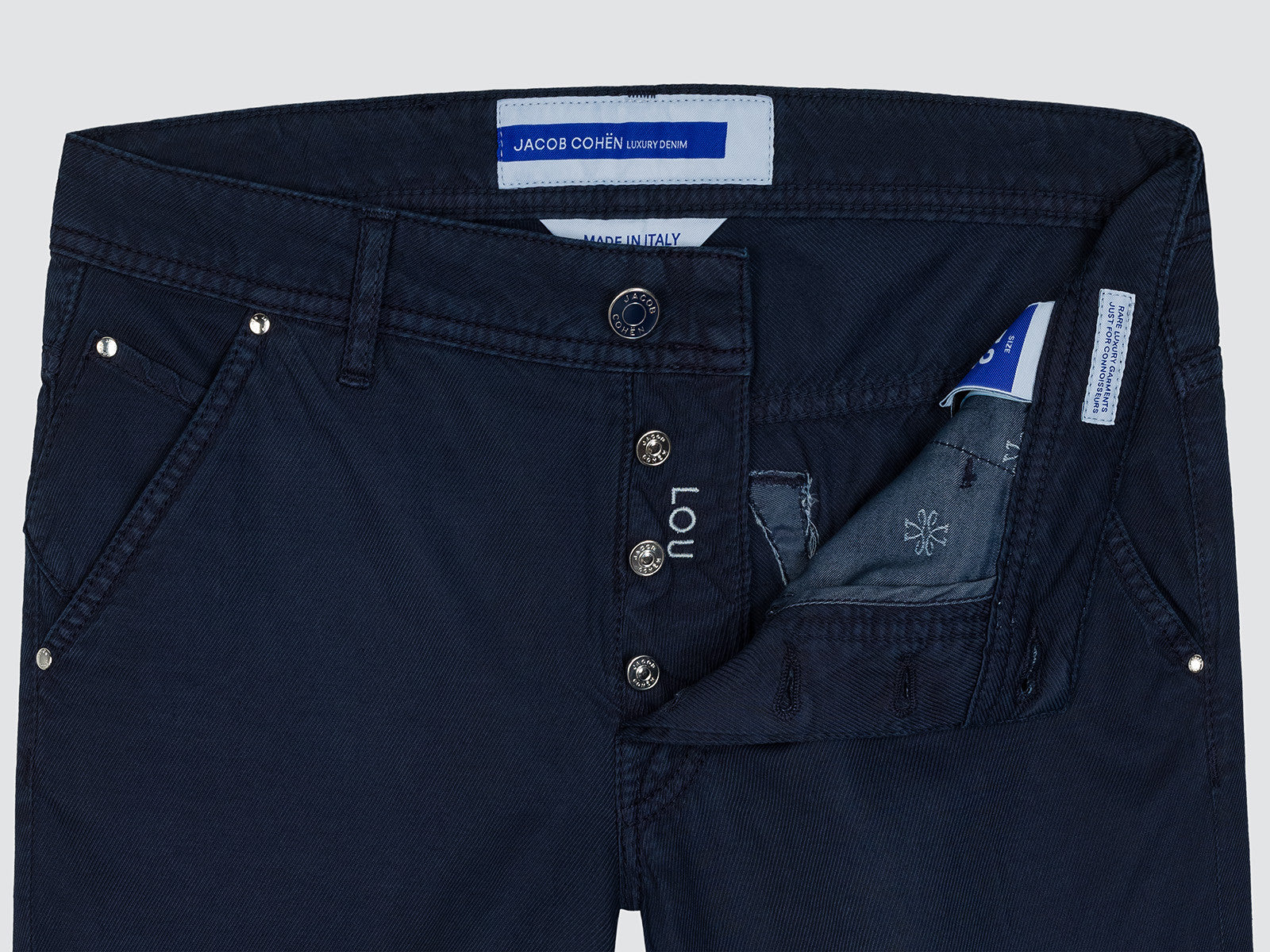 LOU BERMUDA NAVY BLUE LINEN COTTON