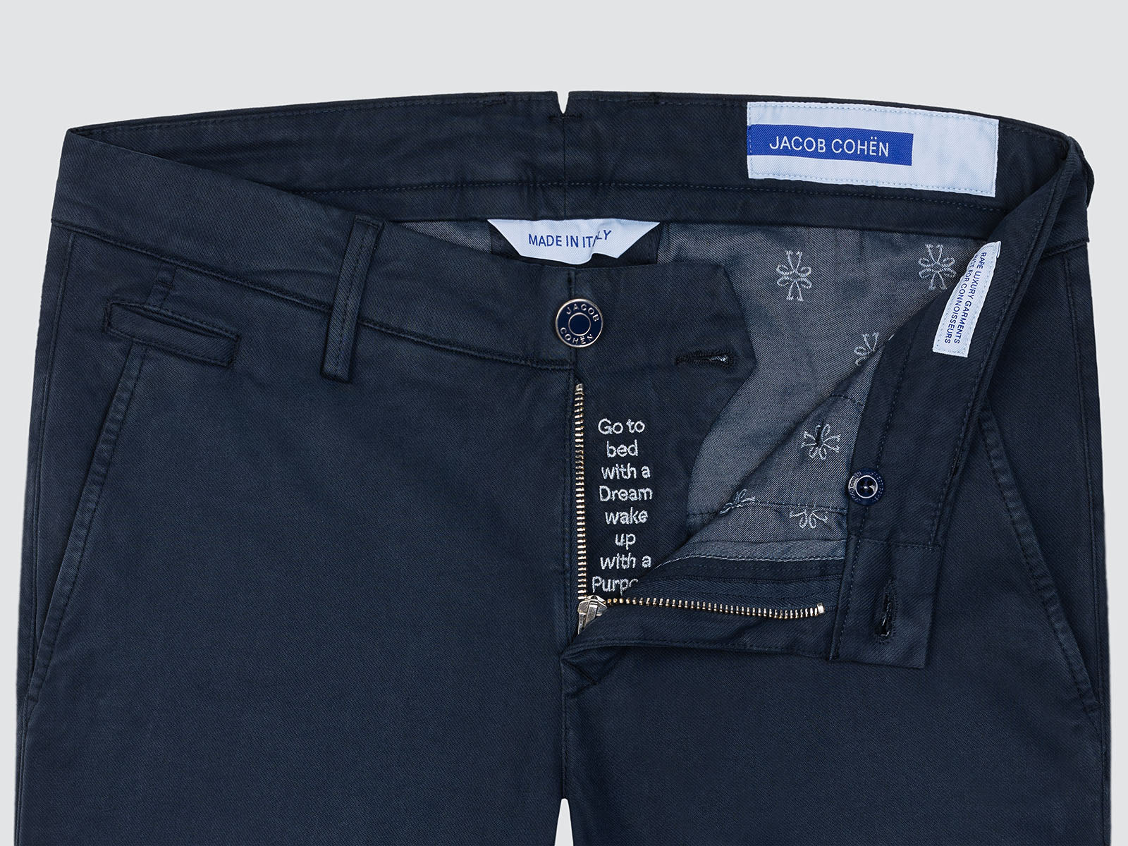 Pantalon chino Bobby en gabardine de coton bleu marine