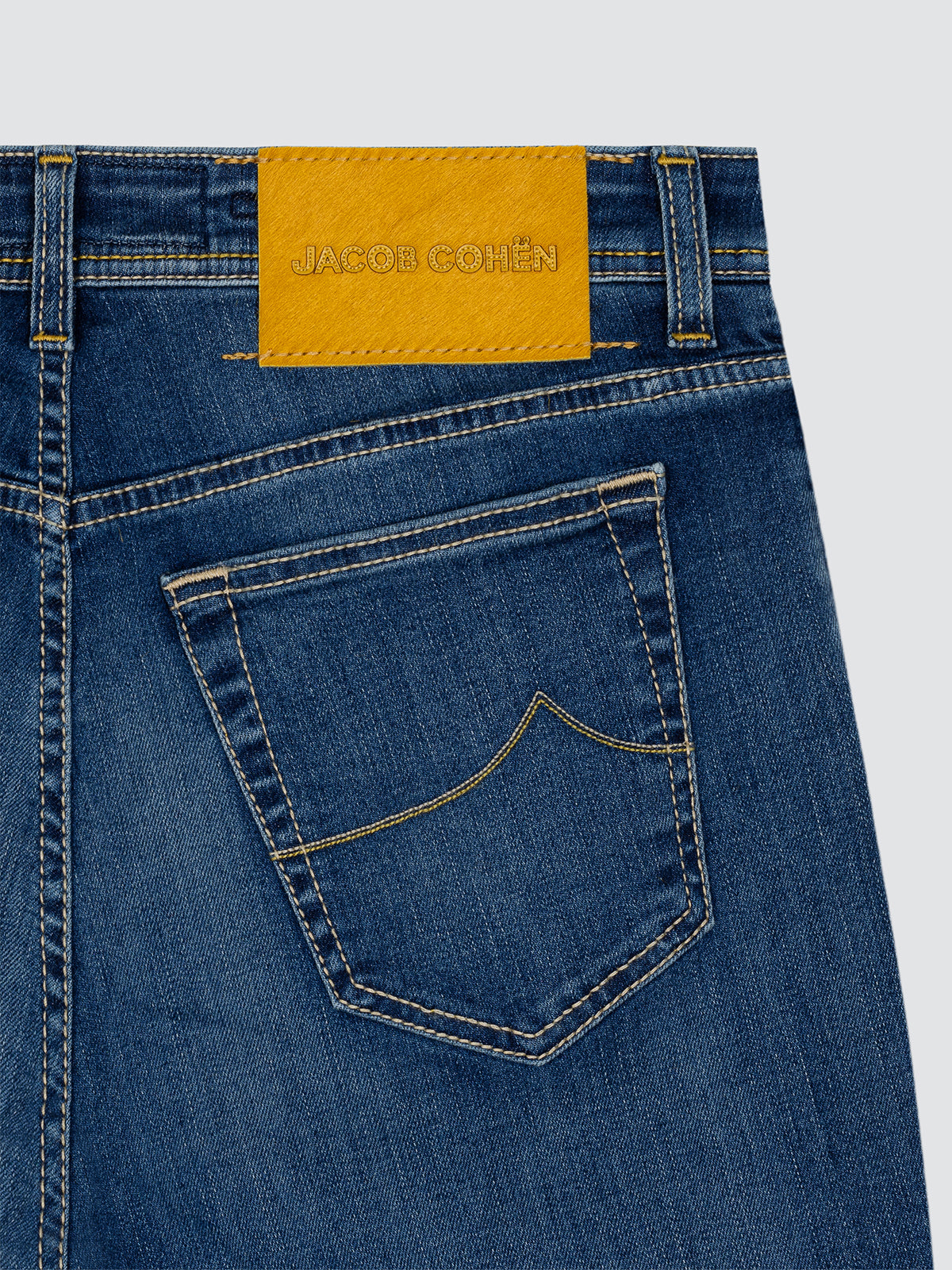 back view bard jeans yellow patch Jacob cohen