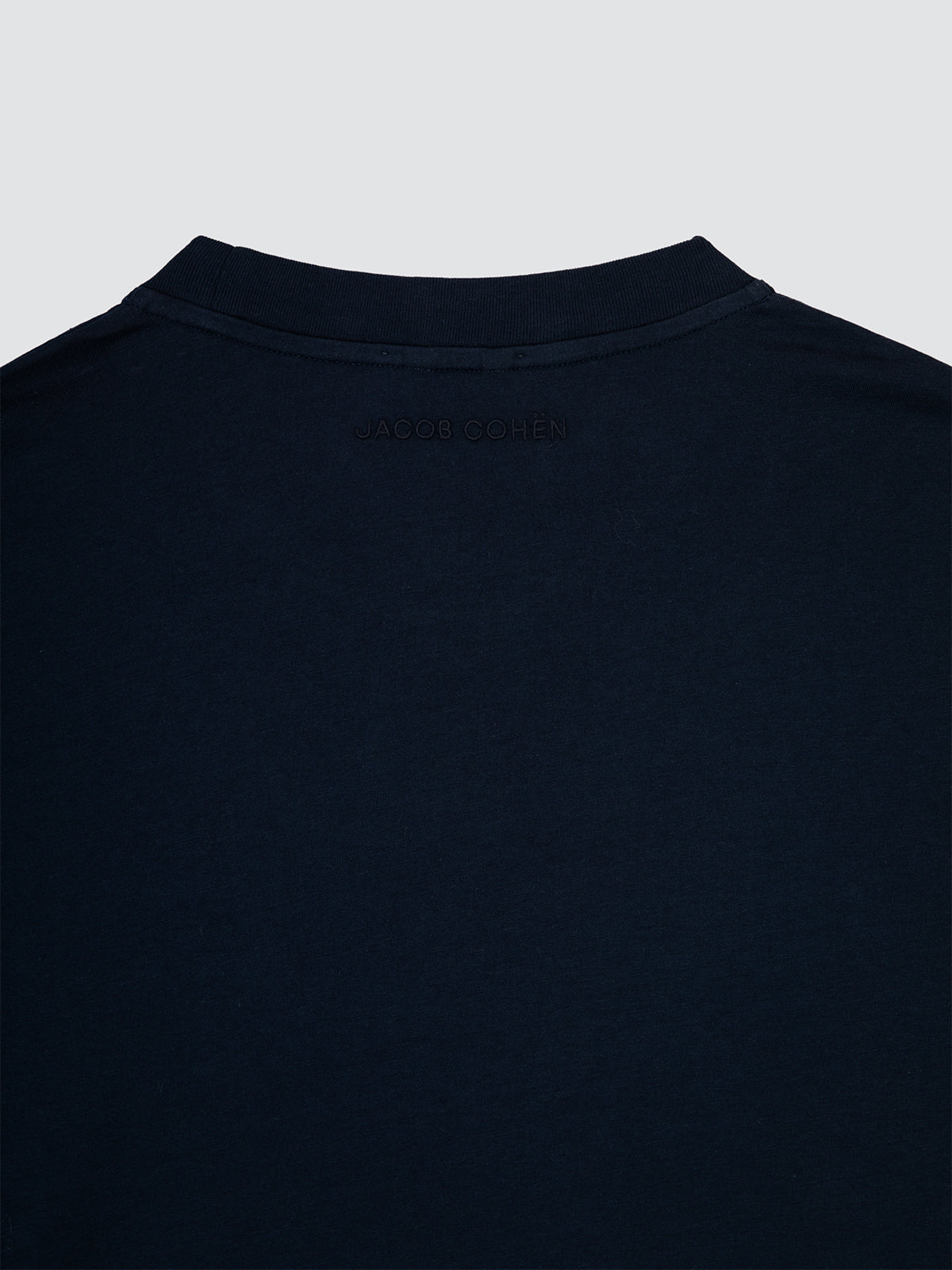 Marineblaues Baumwolljersey-T-Shirt mit Stickerei