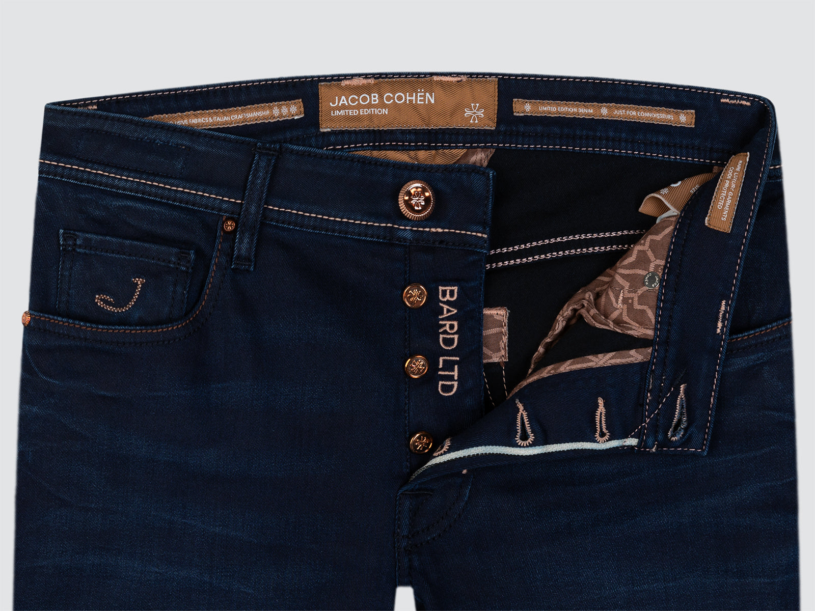 Bard LTD 5 Pocket Pants in Dark Blue Super Stretch Denim
