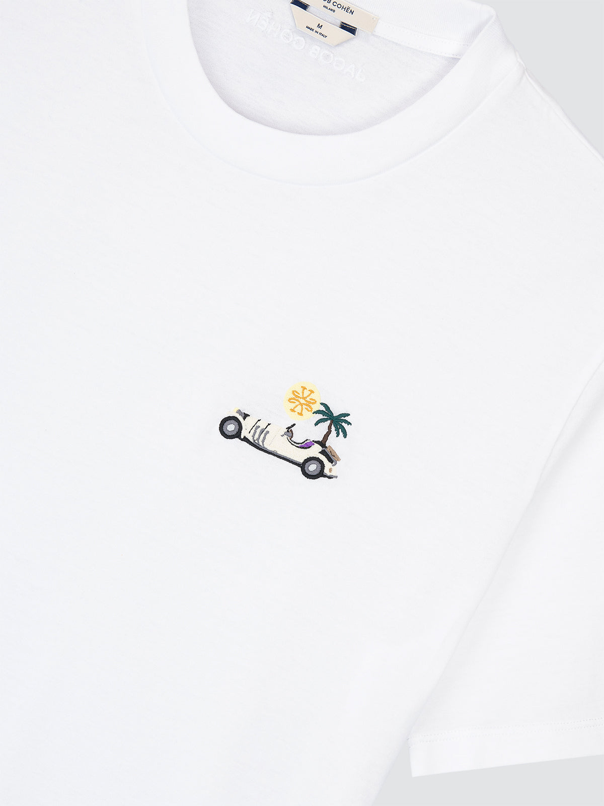 White Cotton Jersey T-shirt with Embroidery