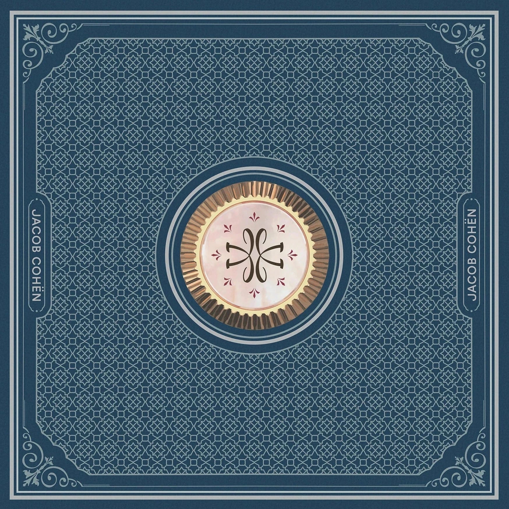 Blue patterned bandana with a central emblem Rolex by Jacob Cohën on a beige background