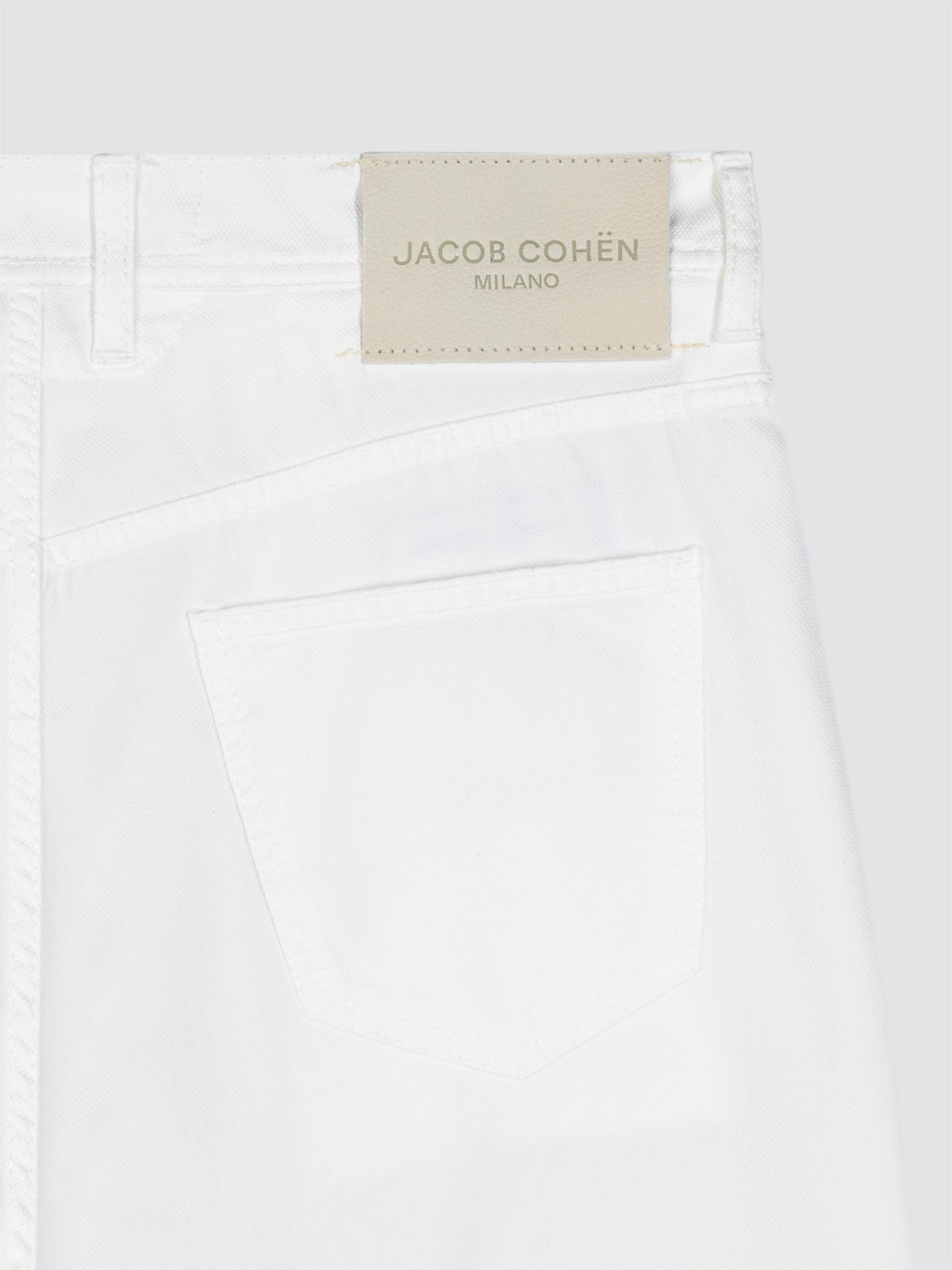 Back View white short model Nicolas patch logo Jacob Cohen milano