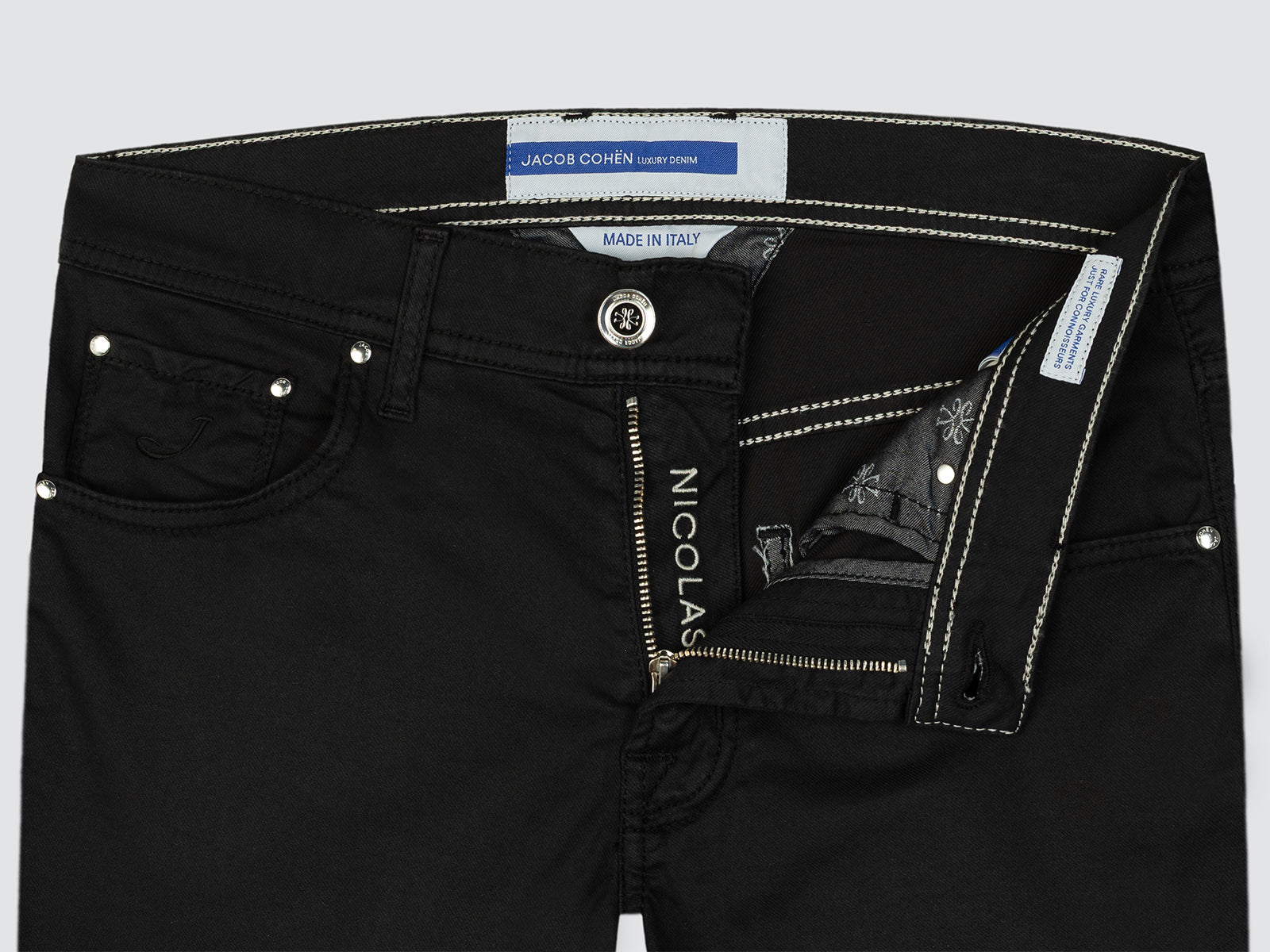 Nicolas black short Jacob Cohën stretch cotton