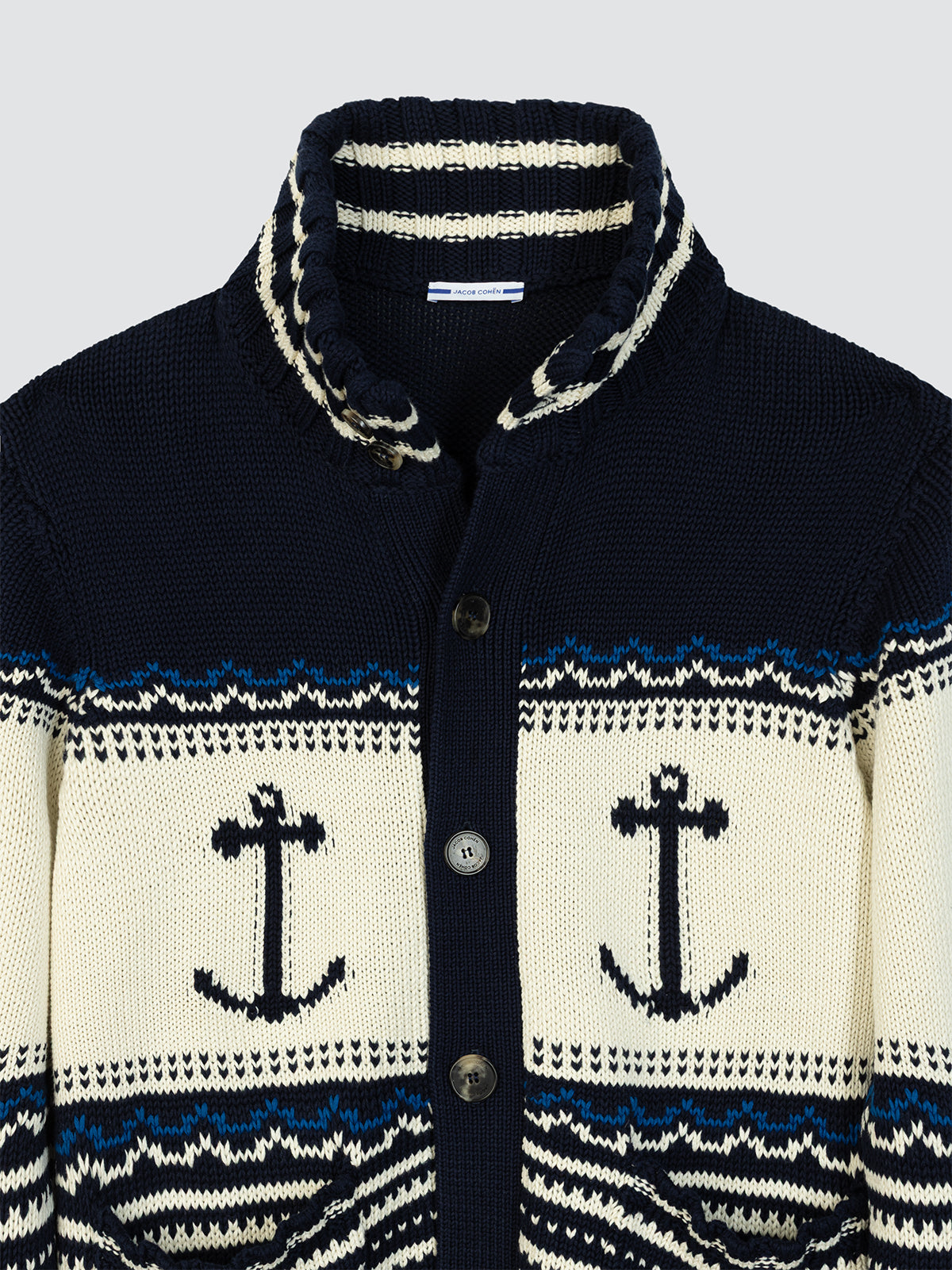 Navy blue button-down sweater by Jacob Cohen, Resort capsule