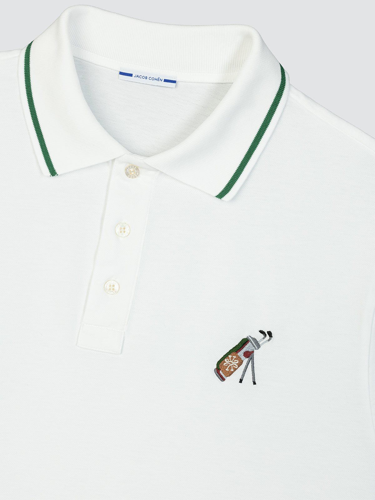 Sport Capsule Poloshirt aus weißem Comfort-Baumwoll-Piqué mit Golf-Stickerei