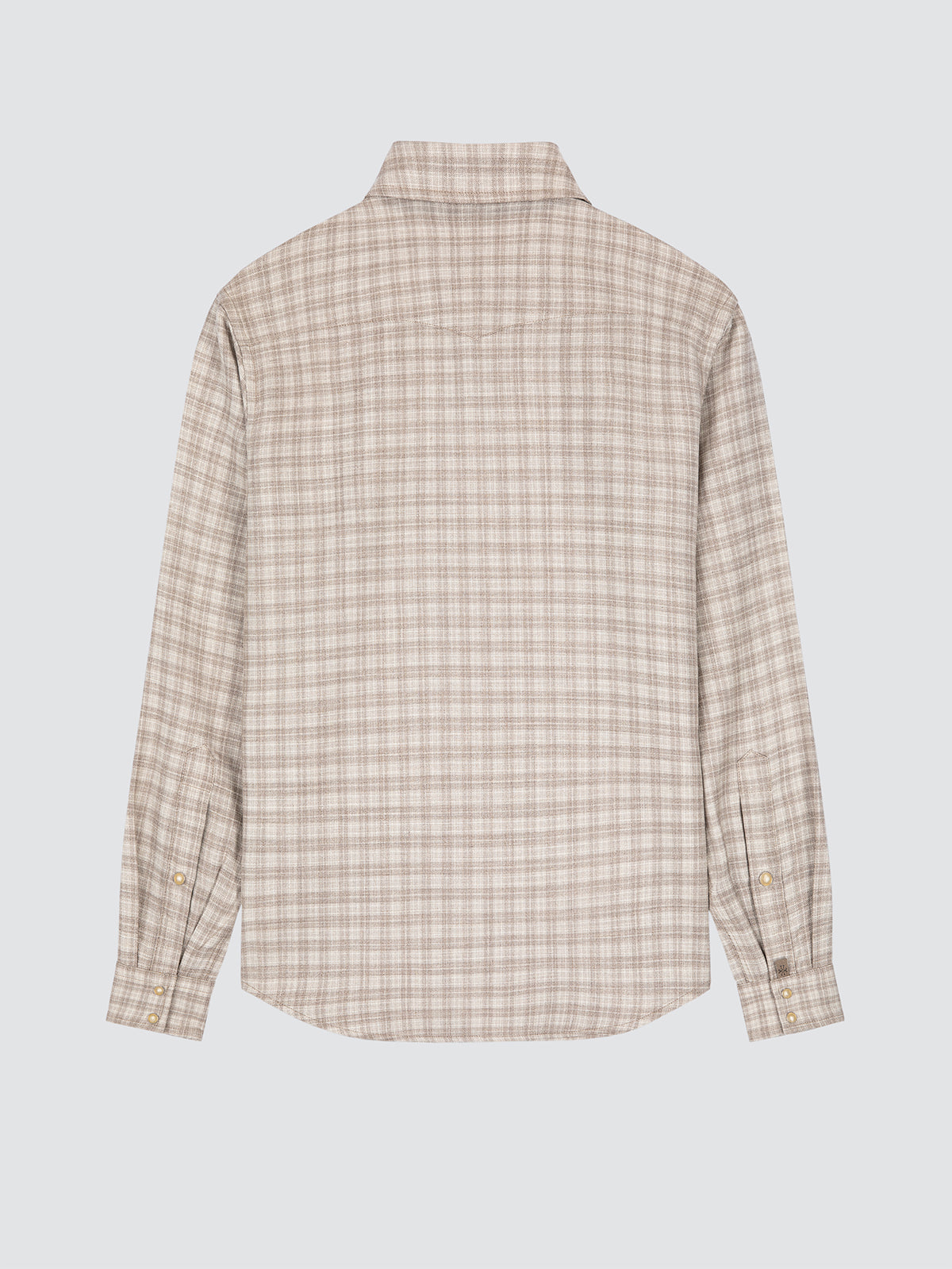 Western Shirt Beige Wool, Silk and Linen Prince of Wales Fabric Loro Piana