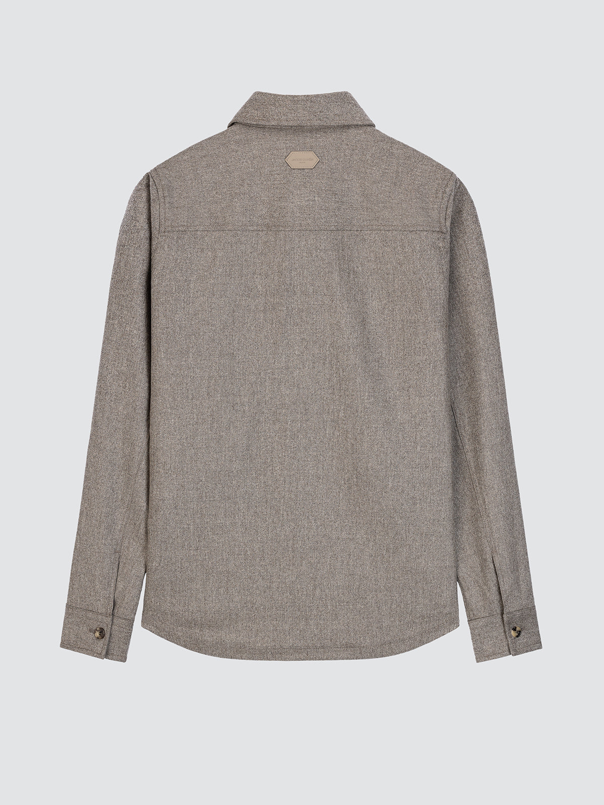 Beige gemêleerde wollen flanel overshirt