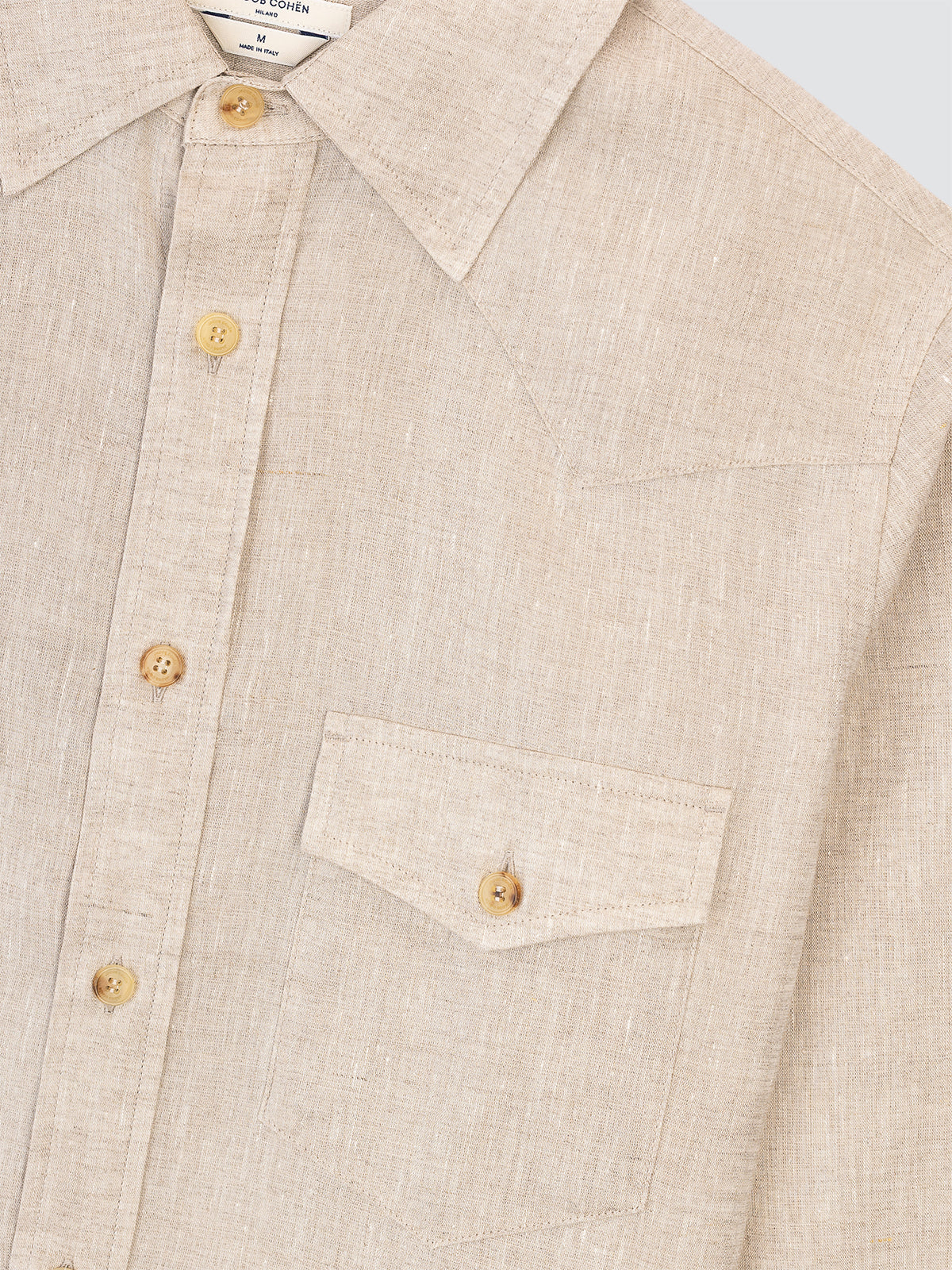 Western shirt Regular Fit in sand beige Linen