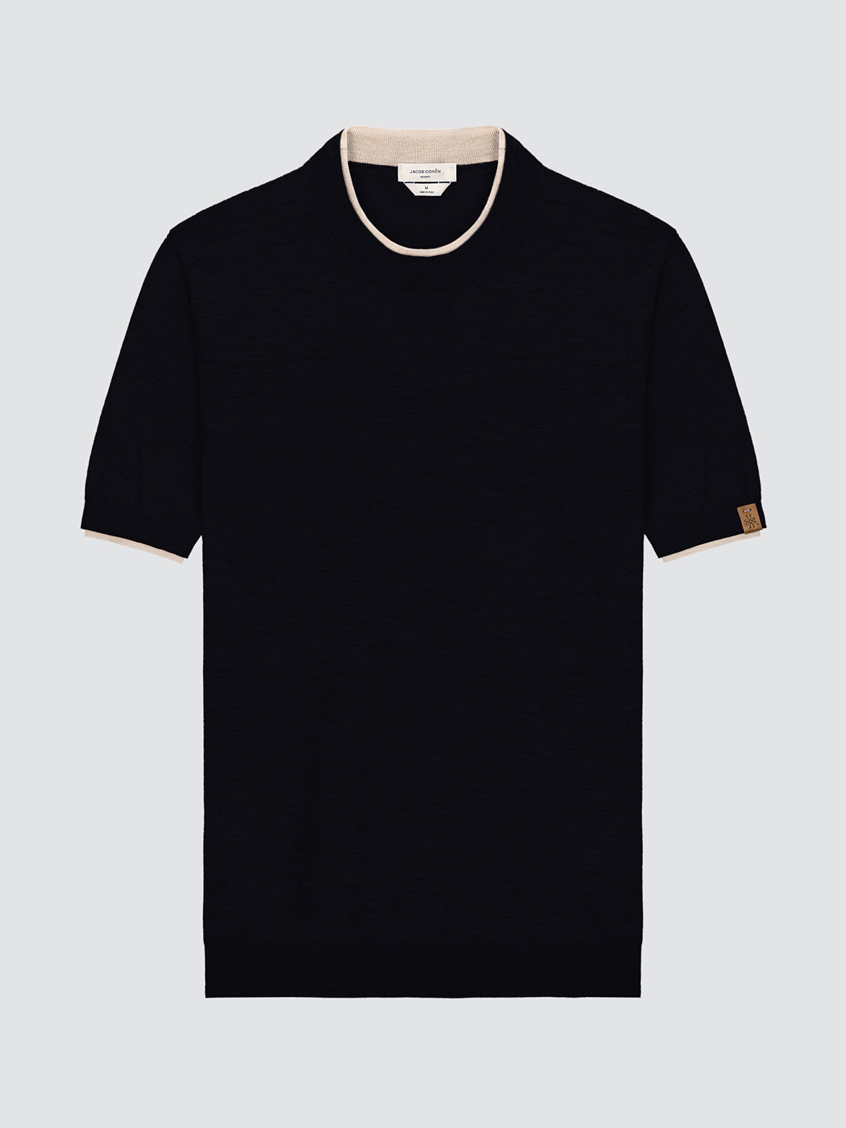 Navy blue jumper t-shirt Jacob Cohen with beige trim on a light gray background