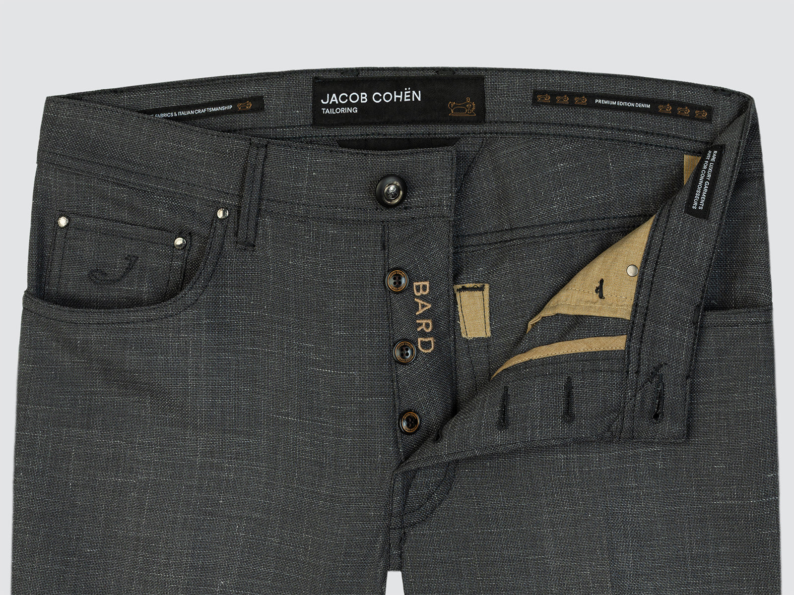 Grey pants linen and wool Jacob Cohën model bard