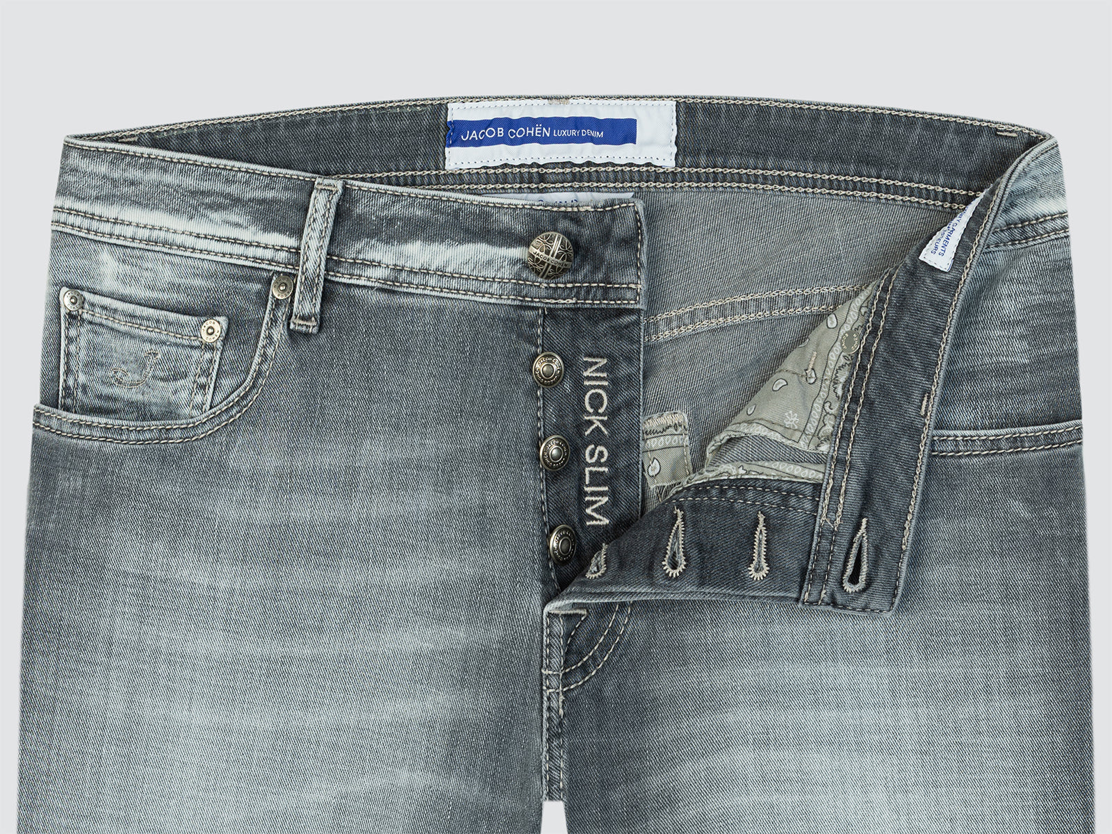 Nick Slim superslank in grijze Super Stretch Denim Jacob Cohen