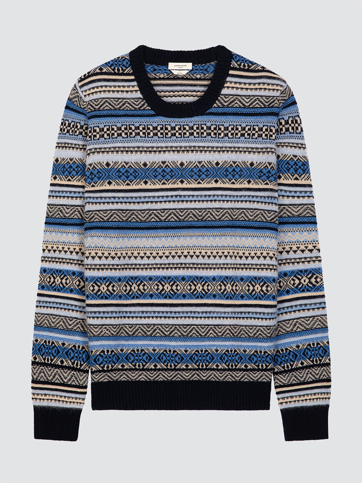 Jacquard Wool Blend Sweater crew neck