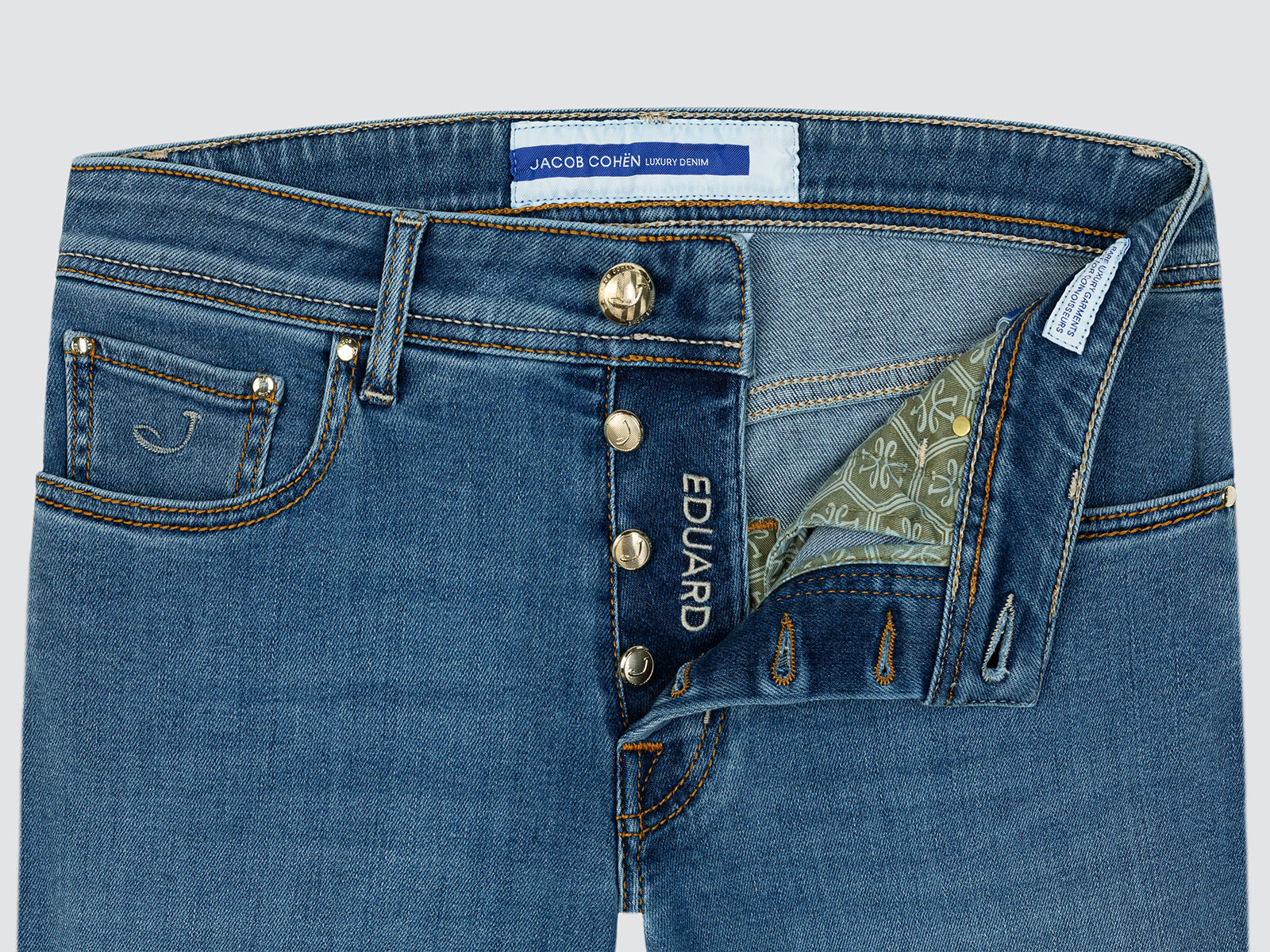 Eduard straight leg super stretch mid blue jeans Jacob Cohen