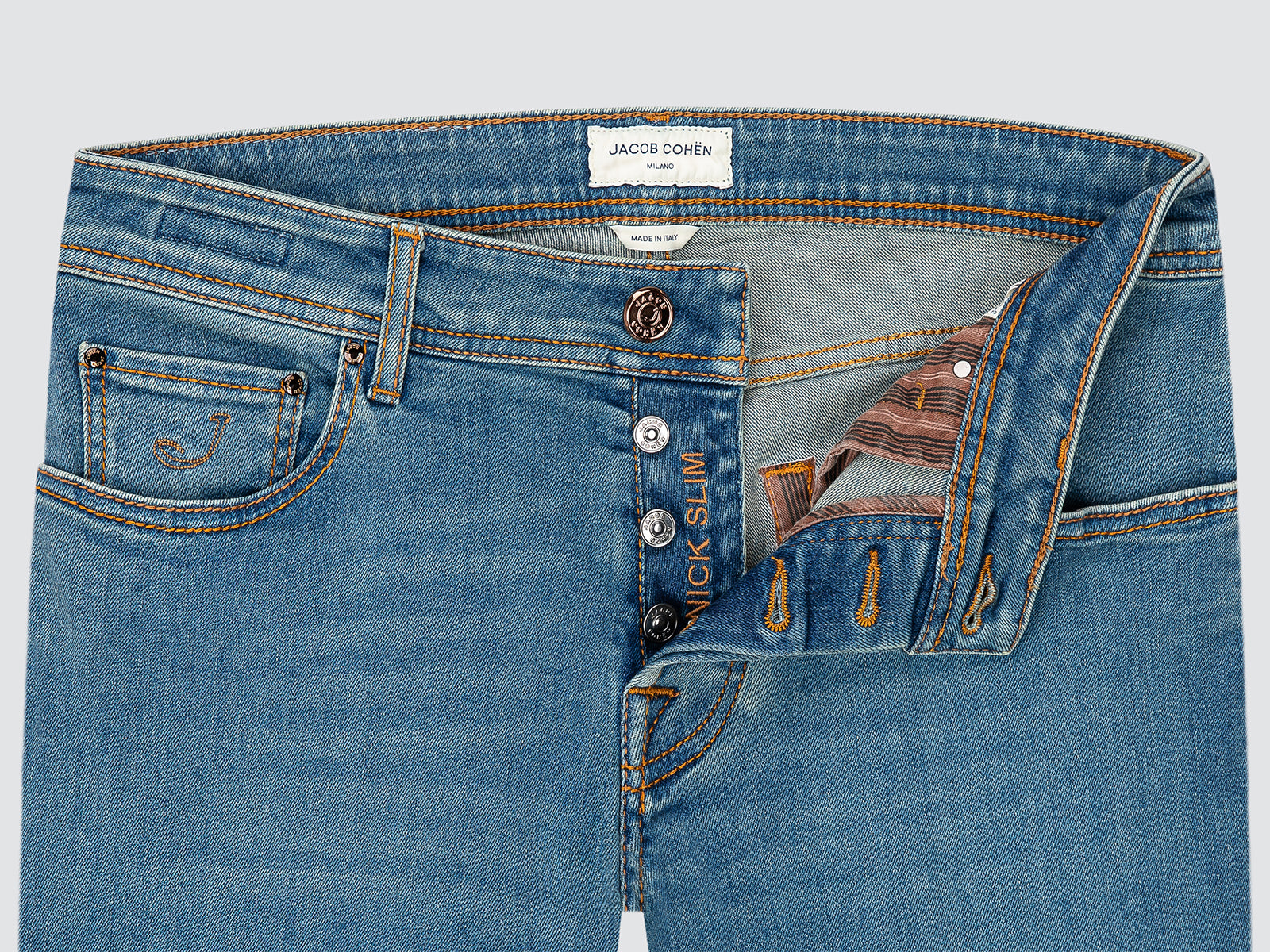 Nick Slim Super-Slim Jeans Mittelblauer Stretch-Denim