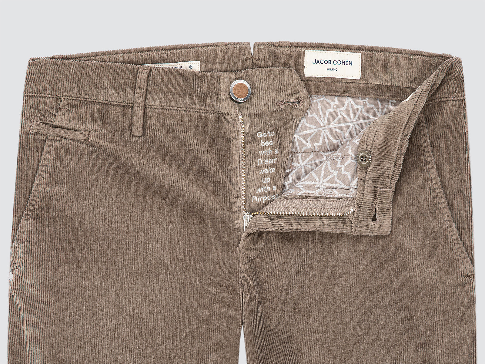 Bobby Slim Chinobroek Olifantgrijze Modal Katoenen Stretch Corduroy