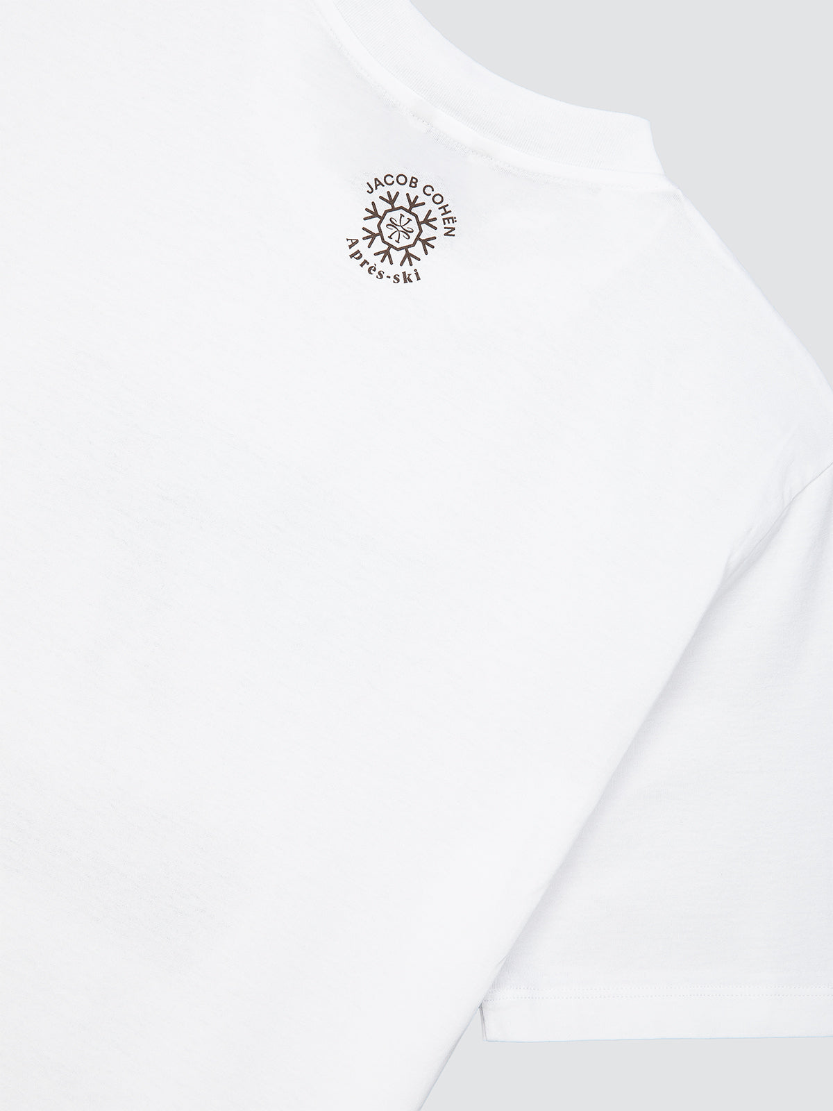 T-shirt van witte katoenen jersey met skischansprint