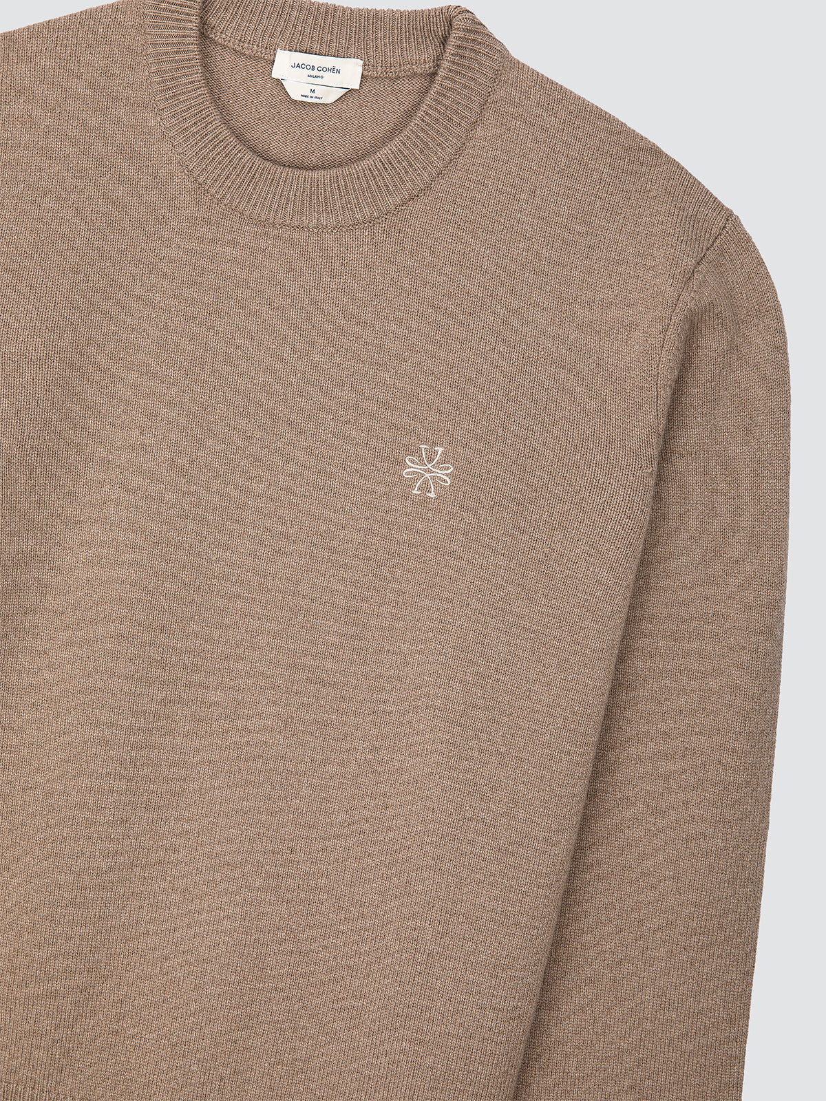 Trui met ronde hals van beige wol en kasjmier