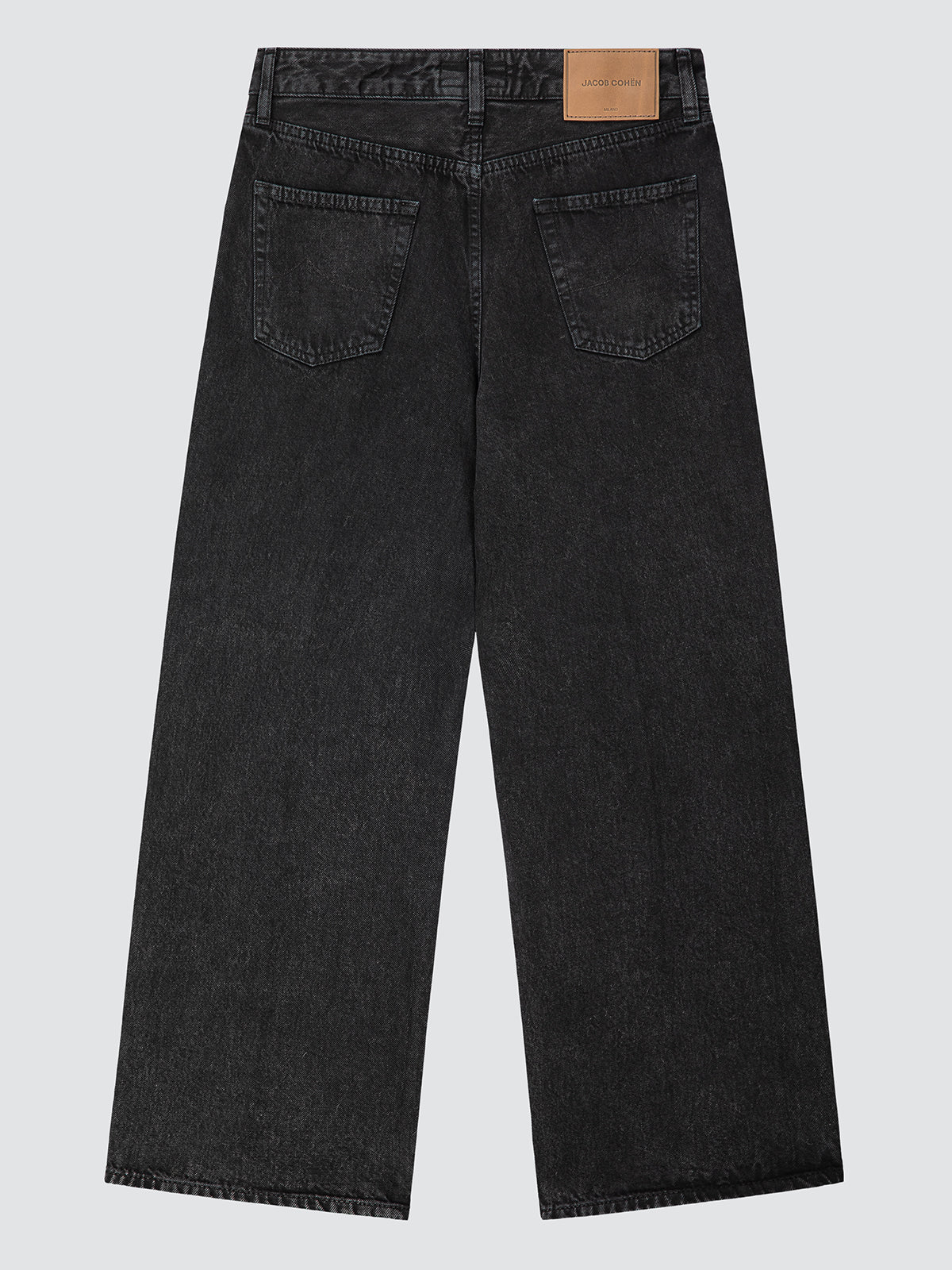 Peggy Wide Cropped 5 Pocket Jeans in Black Recycled Cotton Denim