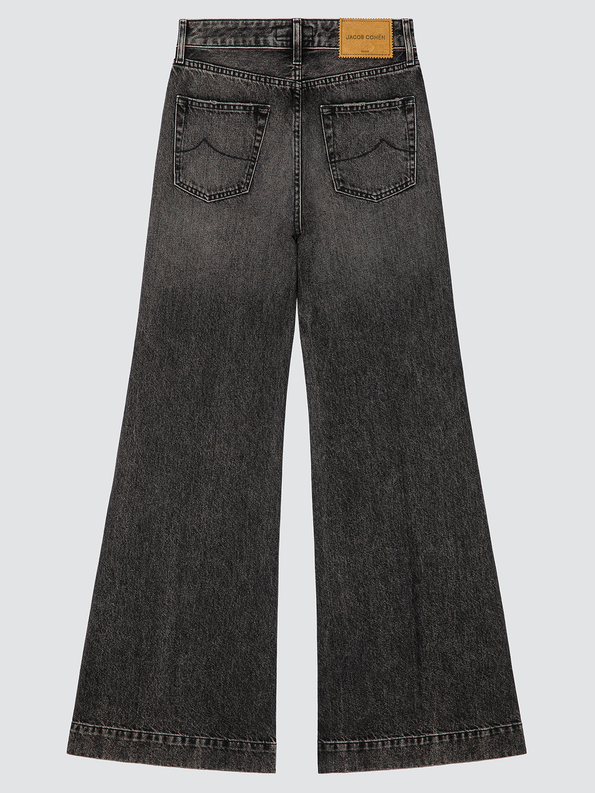 Black jeans on a light gray background