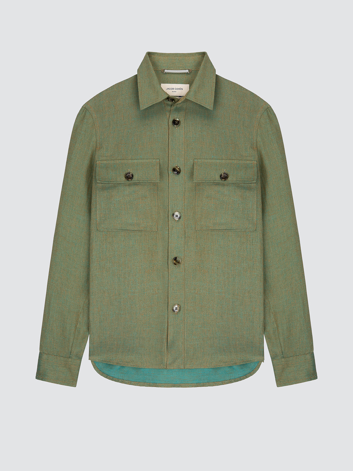 Surchemise en lin Solaro vert olive doré