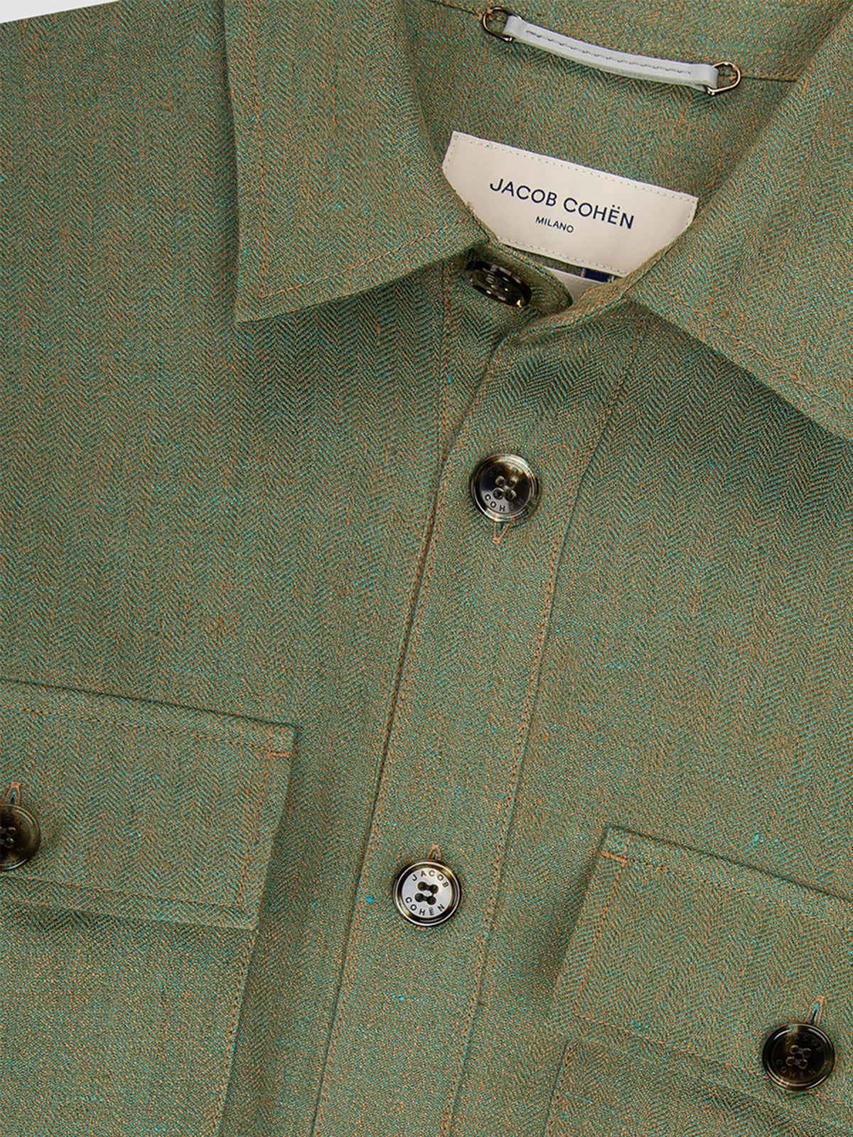 Surchemise en lin Solaro vert olive doré