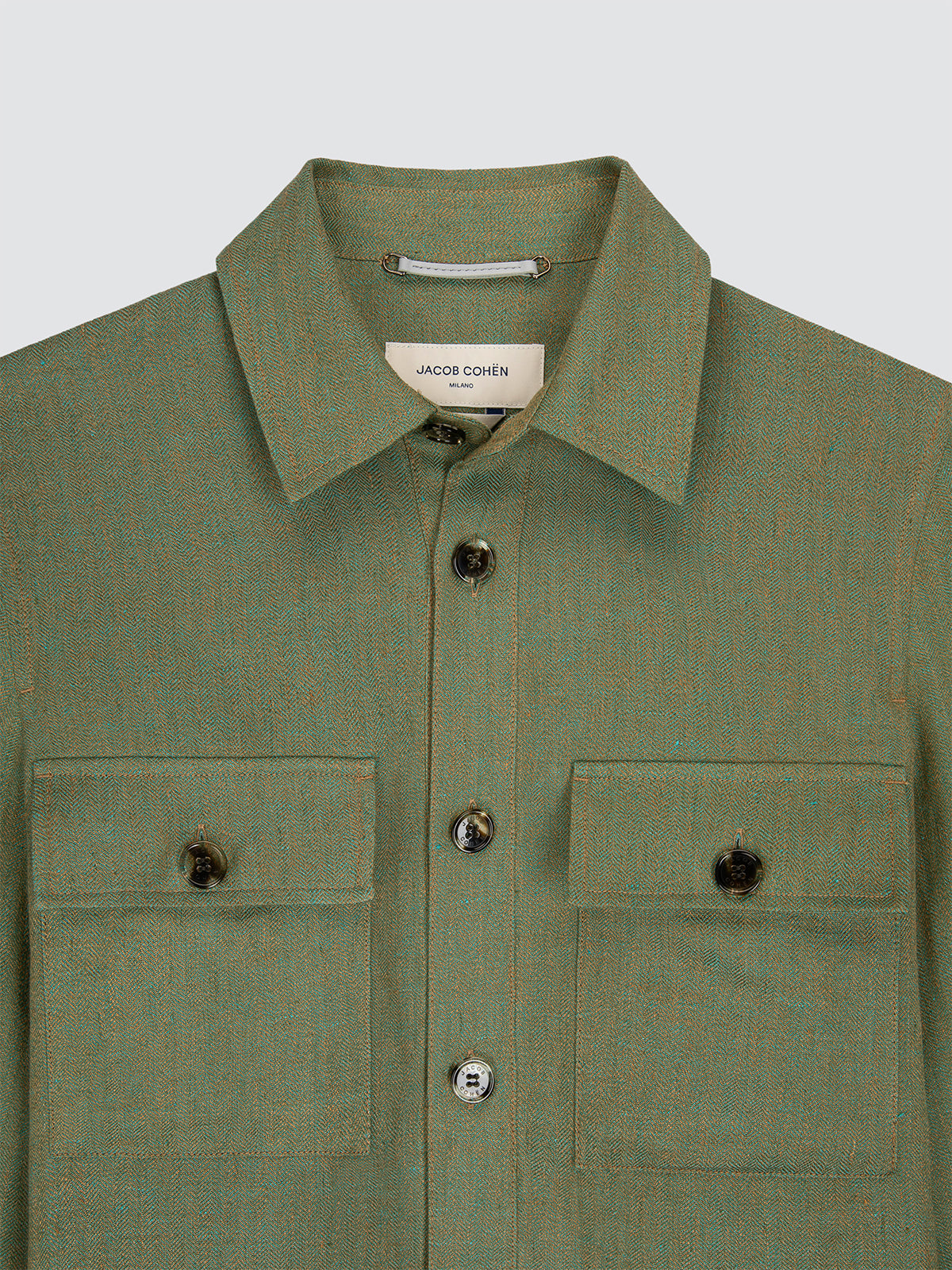 Surchemise en lin Solaro vert olive doré