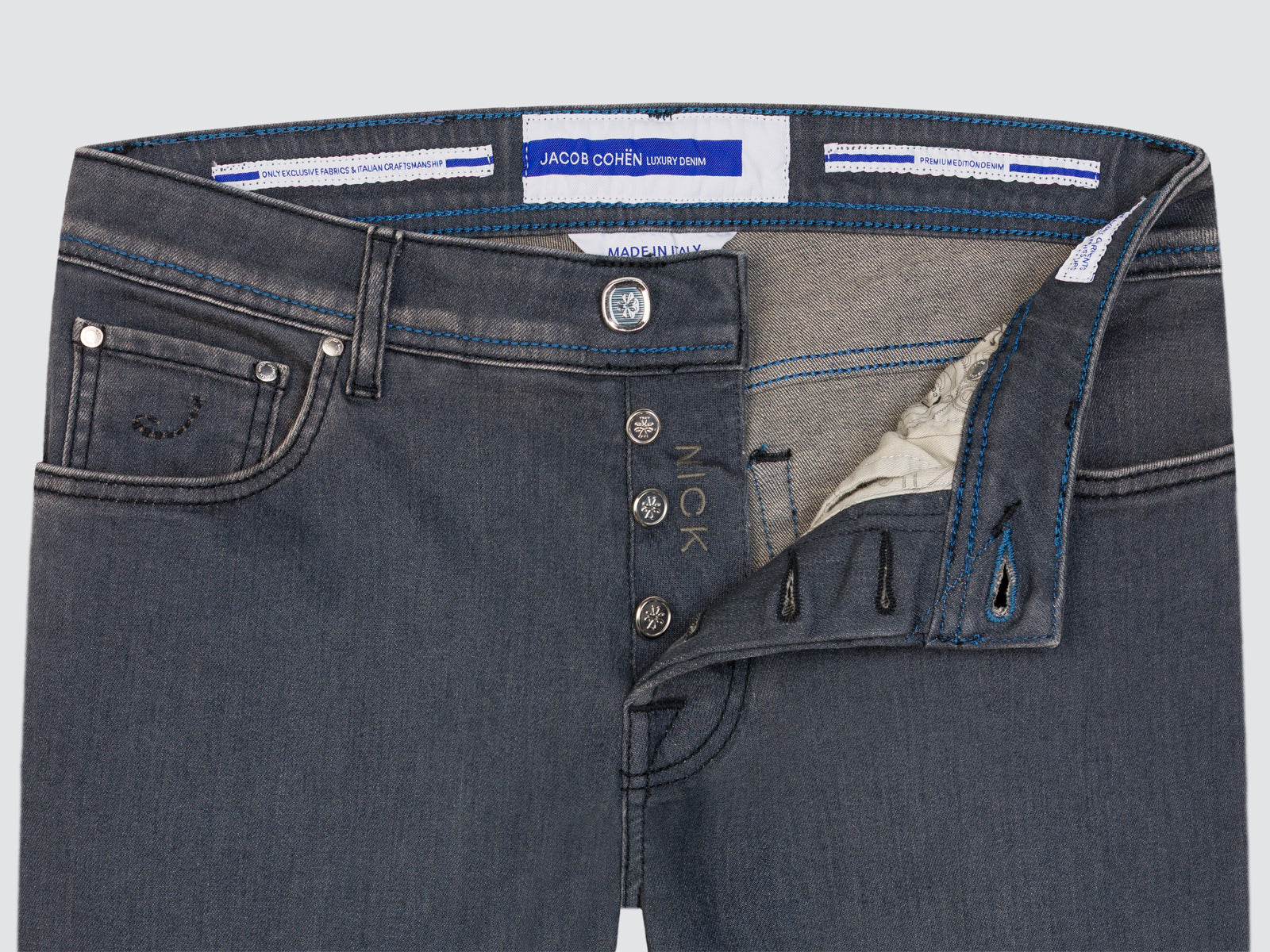 Nick Jeans Jacob Cohën aus grauem Super-Stretch-Denim