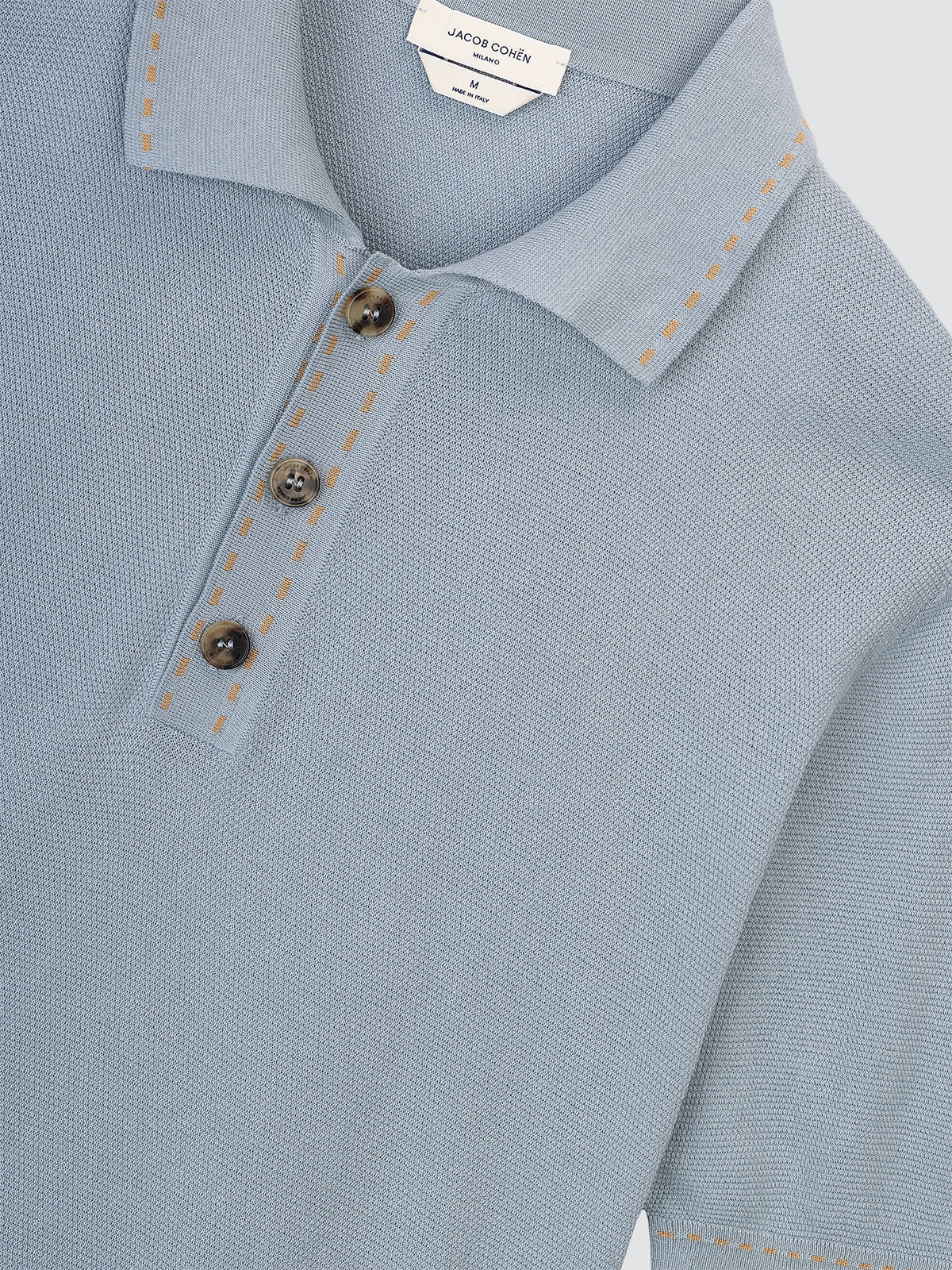 Polo de punto en algodón cepillado azul claro