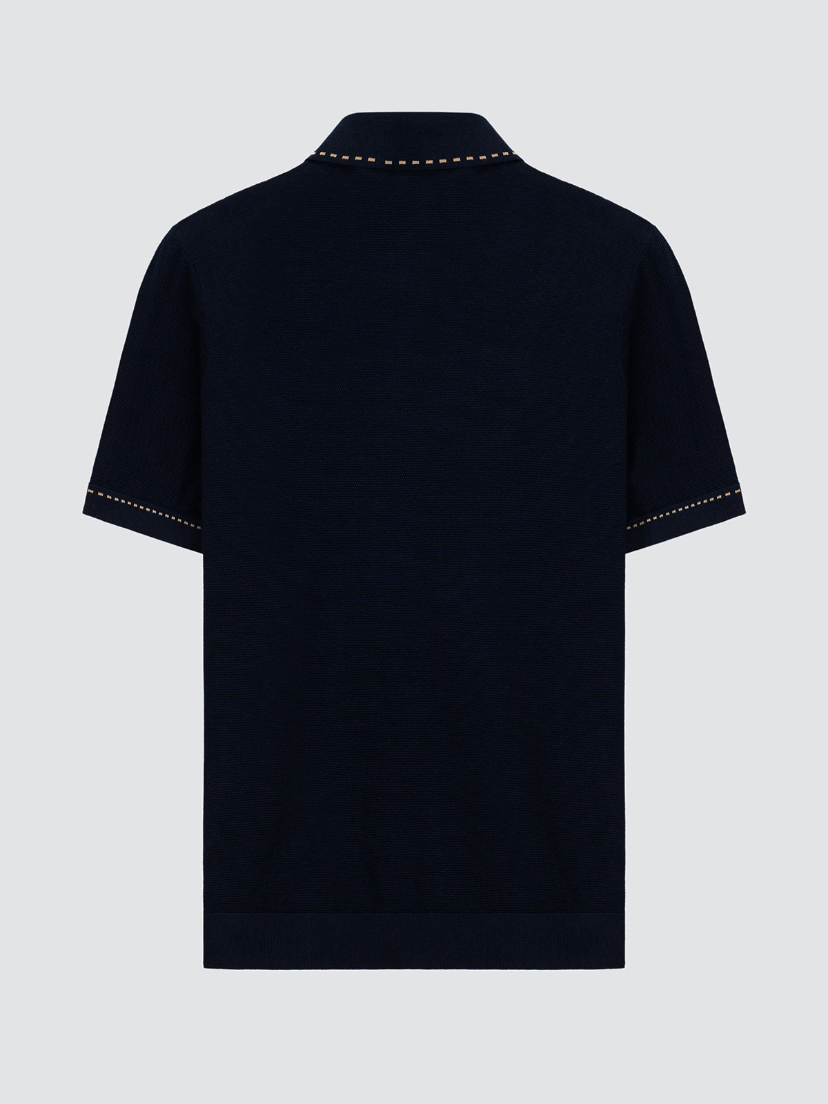 Knitted polo in navy blue brushed cotton